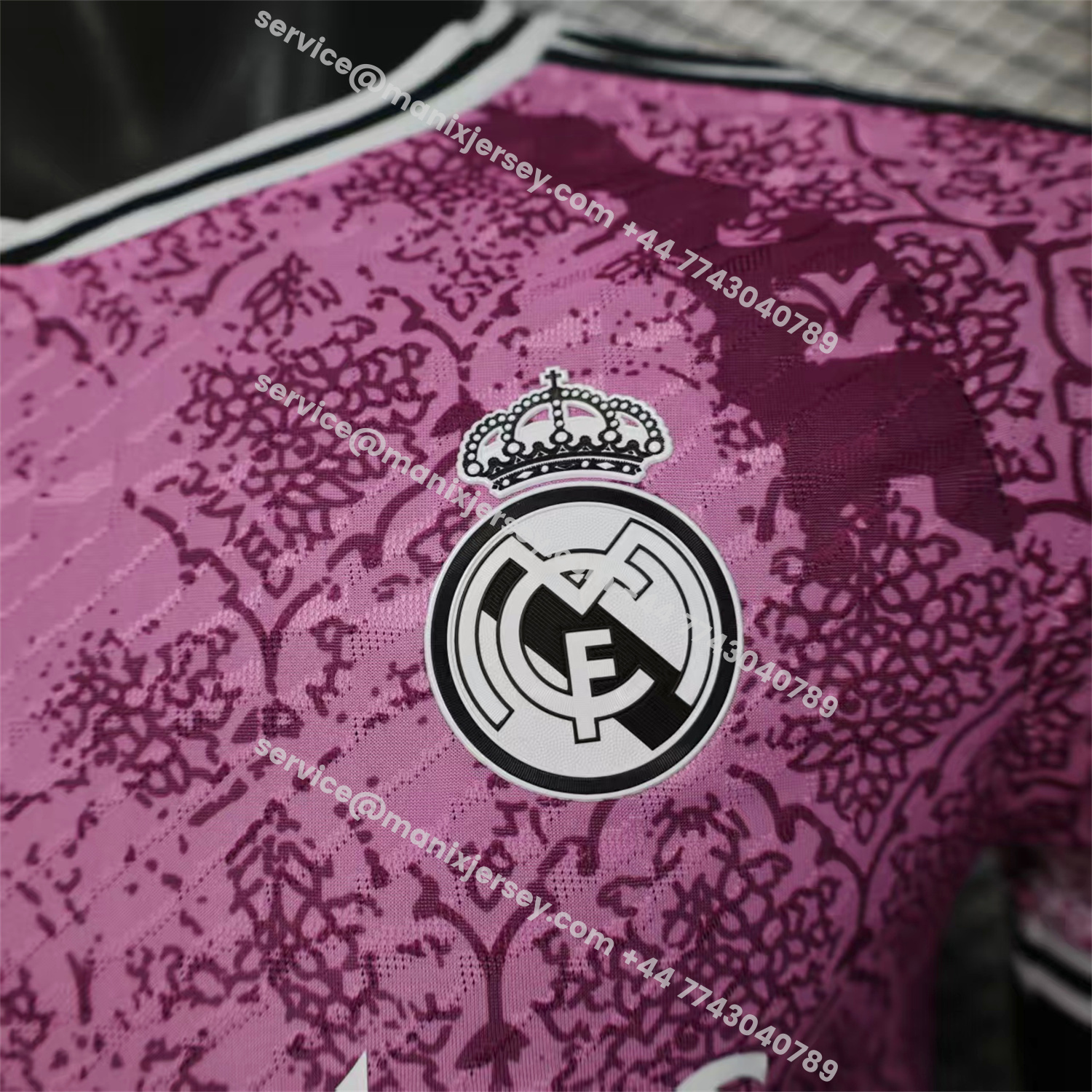 ManixJersey.com | Real Madrid 25-26 Pink With Purple Texture Special Jersey - Player Version -Customize Name, Number and Patch | Worldwide Shipping