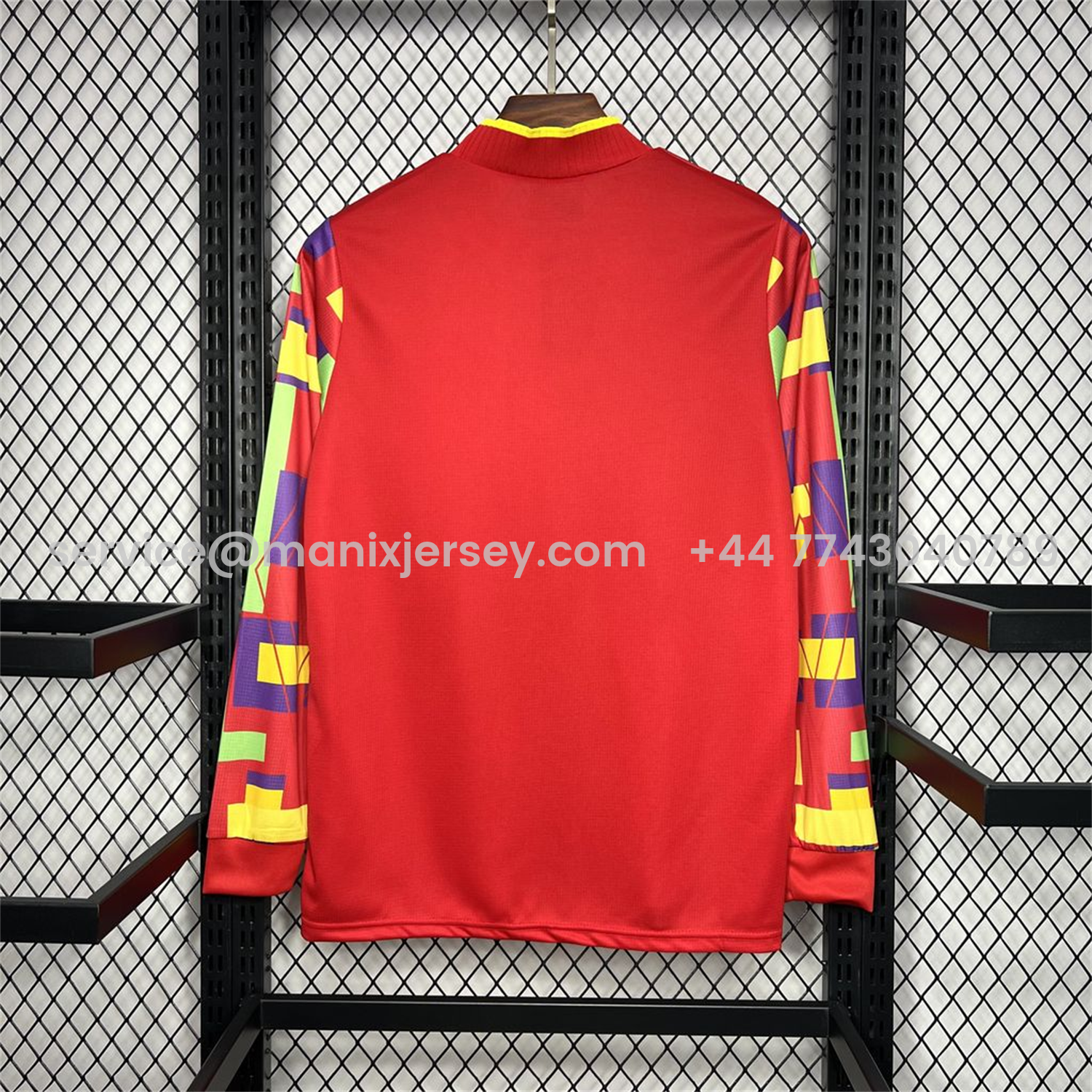 ManixJersey.com | Retro England 1996 Red Goalkeeper Long Sleeve Jersey -Customize Name, Number and Patch | Worldwide Shipping