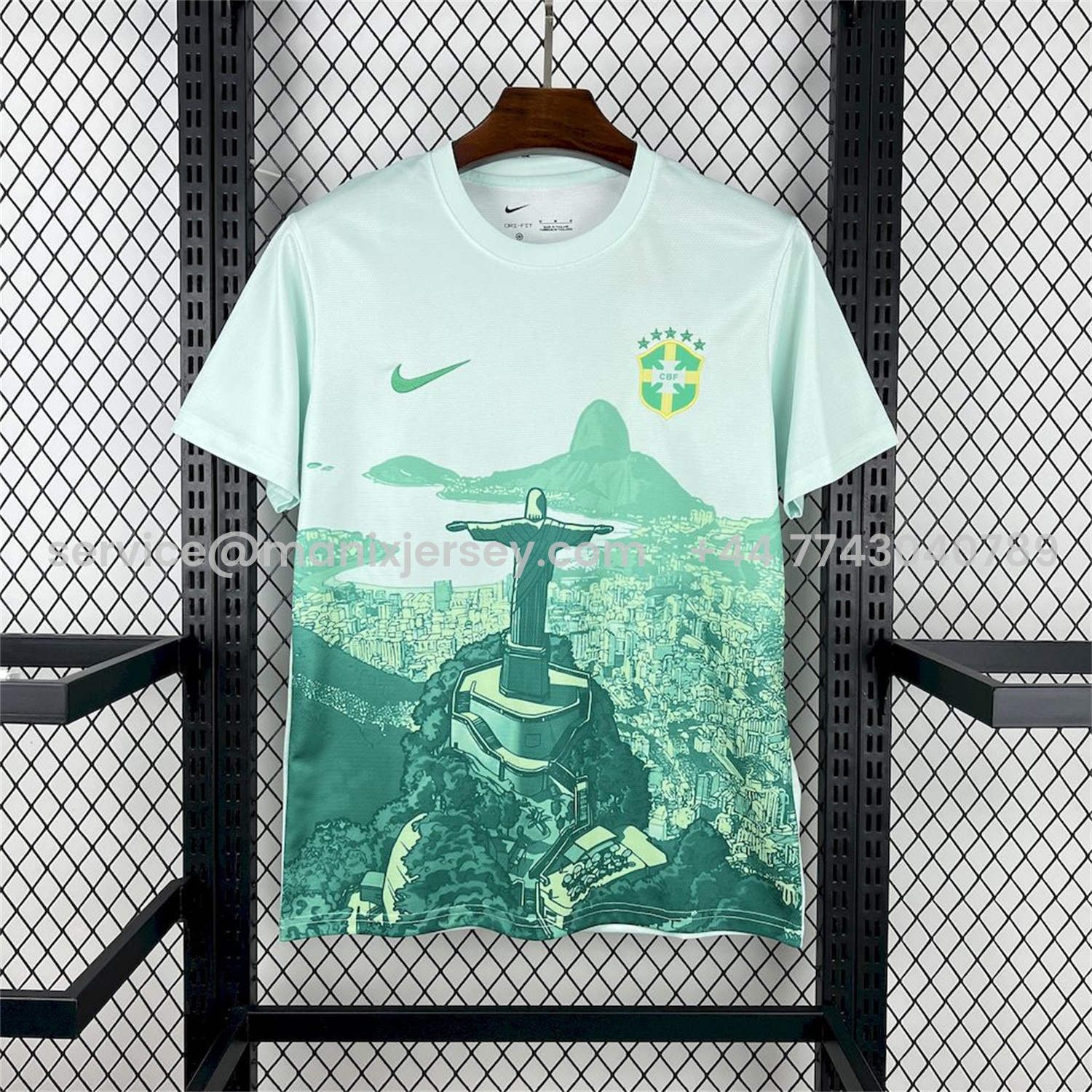 ManixJersey.com | Brazil 25-26 Light Green Jesus Statue Special Jersey - Fans Version -Customize Name, Number and Patch | Worldwide Shipping