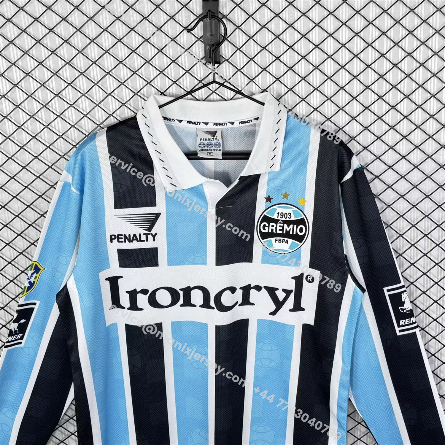 ManixJersey.com | Retro Gremio 1997 Home Long Sleeves Jersey - Fans Version -Customize Name, Number and Patch | Worldwide Shipping