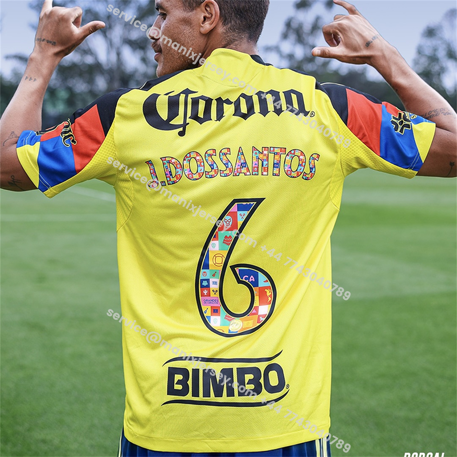 ManixJersey.com | 【El Día de Muertos Font】Club América 25-26 Home Yellow Jersey - Player Version -Customize Name, Number and Patch | Worldwide Shipping