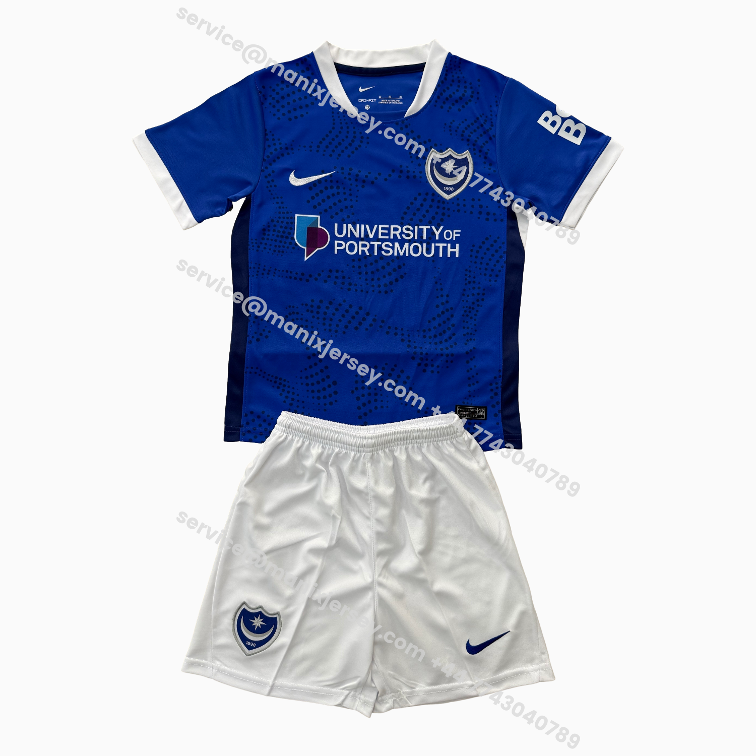 ManixJersey.com | Portsmouth 25-26 Home Men's Adult Jersey Set - Fans Version -Customize Name, Number and Patch | Worldwide Shipping