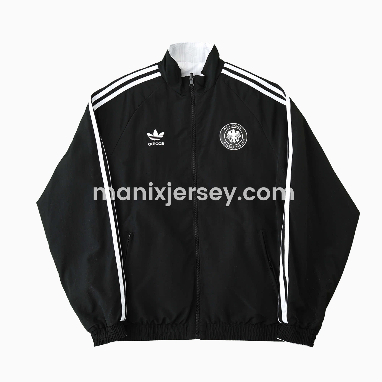 ManixJersey.com | Retro Germany 1990 Double Sided Reversible Windbreaker - White & Black -Customize Name, Number and Patch | Worldwide Shipping