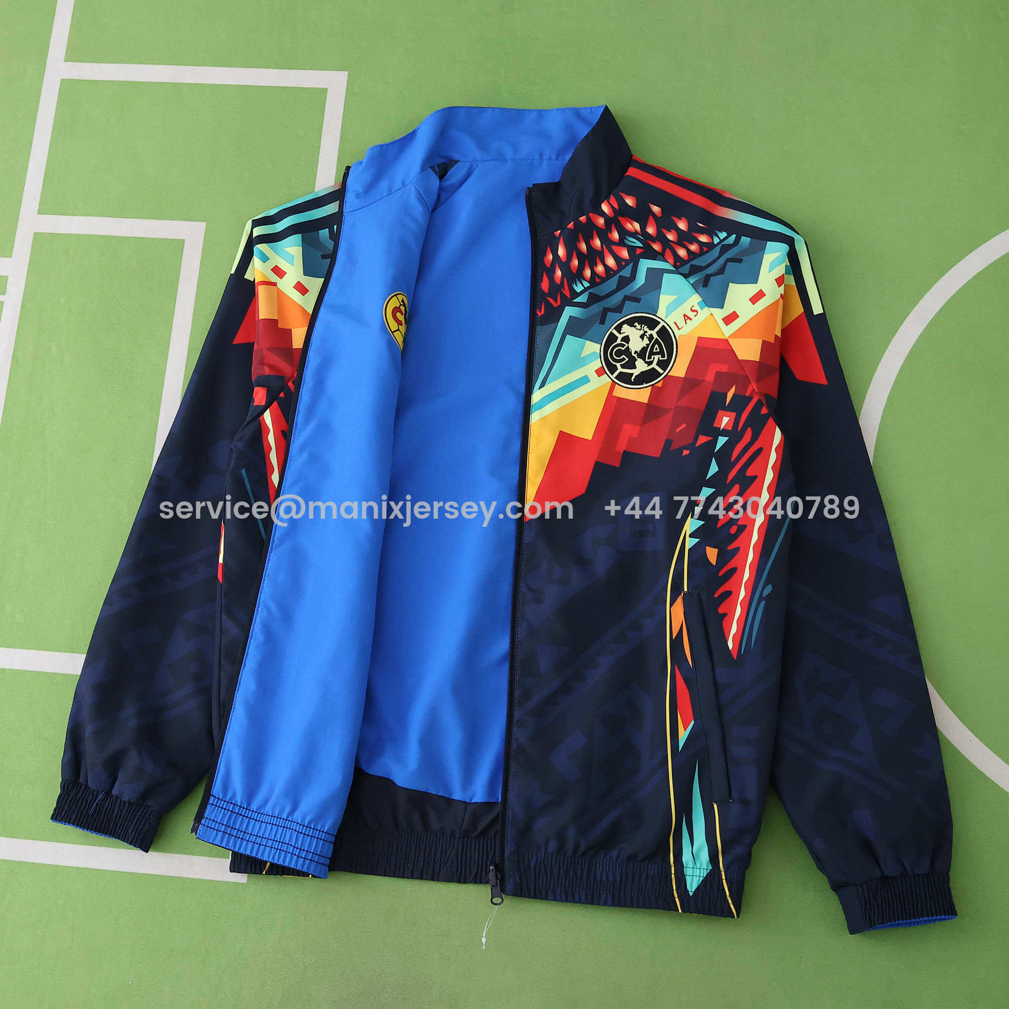 ManixJersey.com | Club América 25-26 Throwback Double Sided Reversible Windbreaker - Blue & Black -Customize Name, Number and Patch | Worldwide Shipping