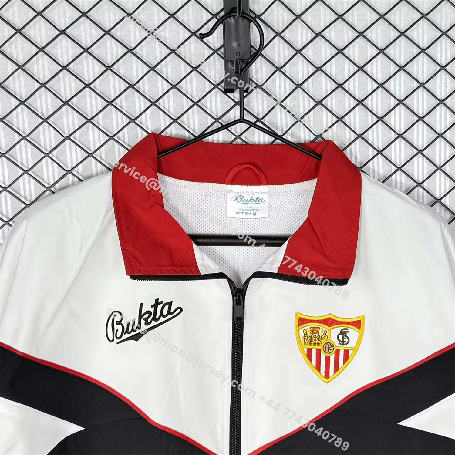 ManixJersey.com | Retro Sevilla 1992-93 Home Windbreaker Jacket - Black And Red -Customize Name, Number and Patch | Worldwide Shipping