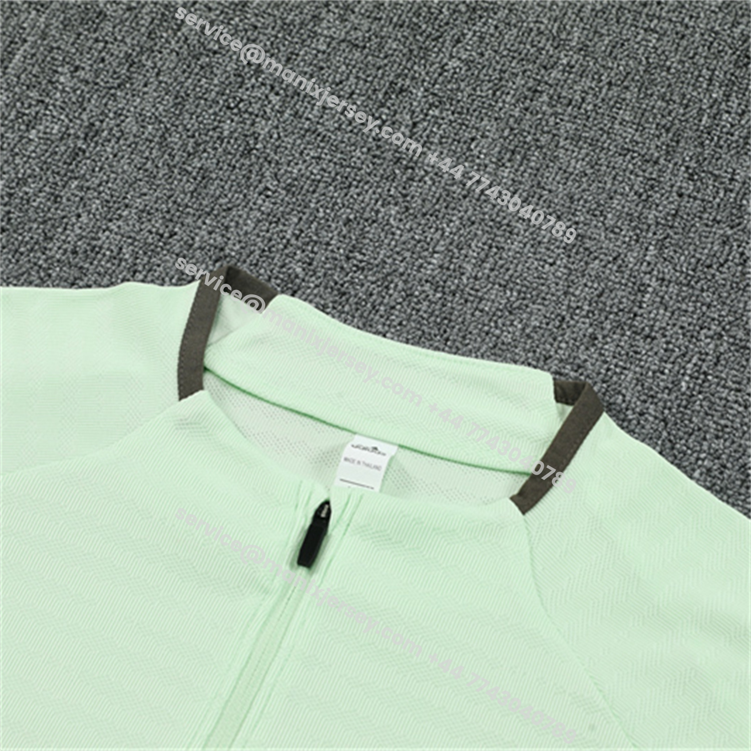 ManixJersey.com | Real Madrid 25-26 Kids Long Sleeve Training Set - Player Version - Light Green Top and Khaki Pants -Customize Name, Number and Patch | Worldwide Shipping