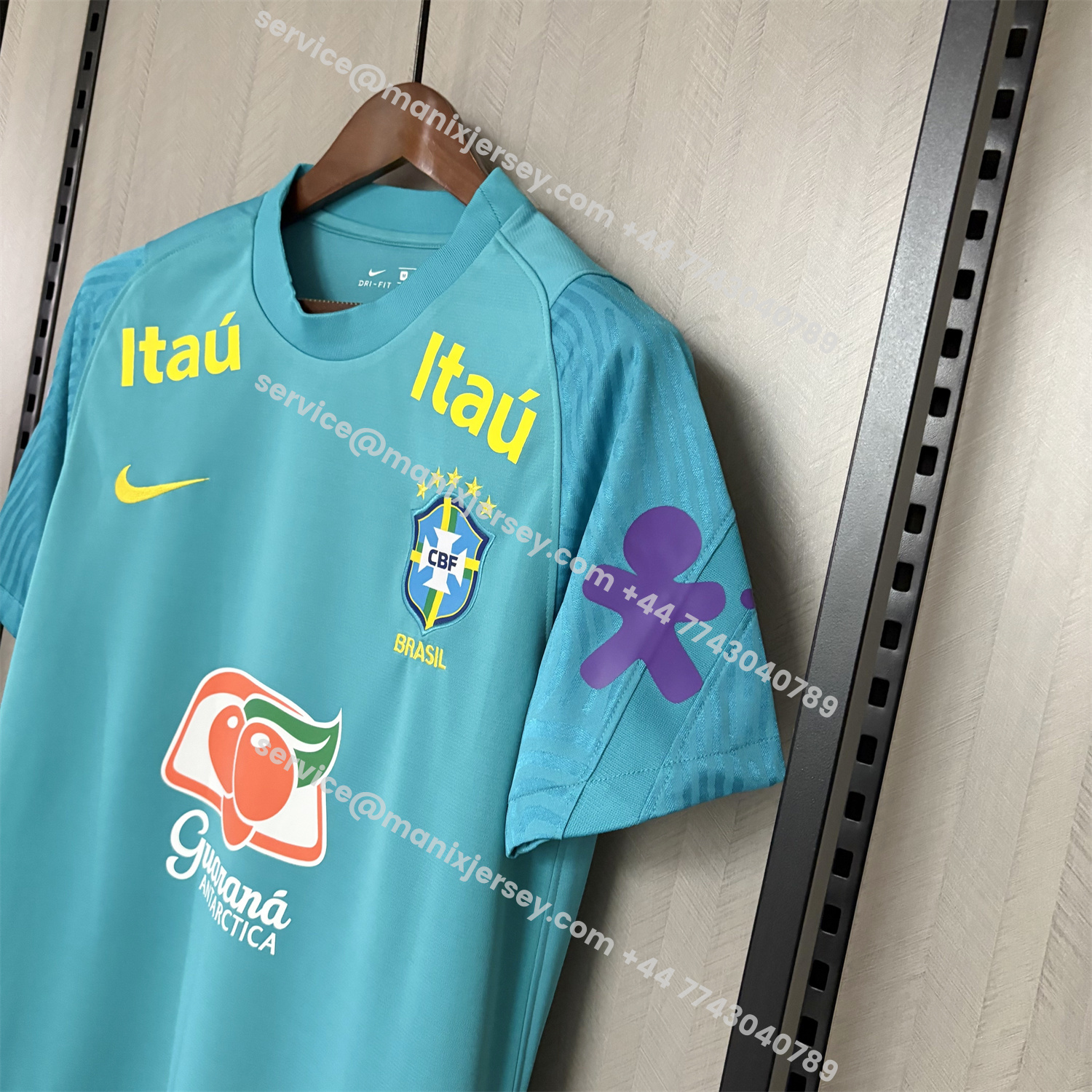ManixJersey.com | Retro Brazil 2022 Pre-Match Cyan Special Jersey -Customize Name, Number and Patch | Worldwide Shipping