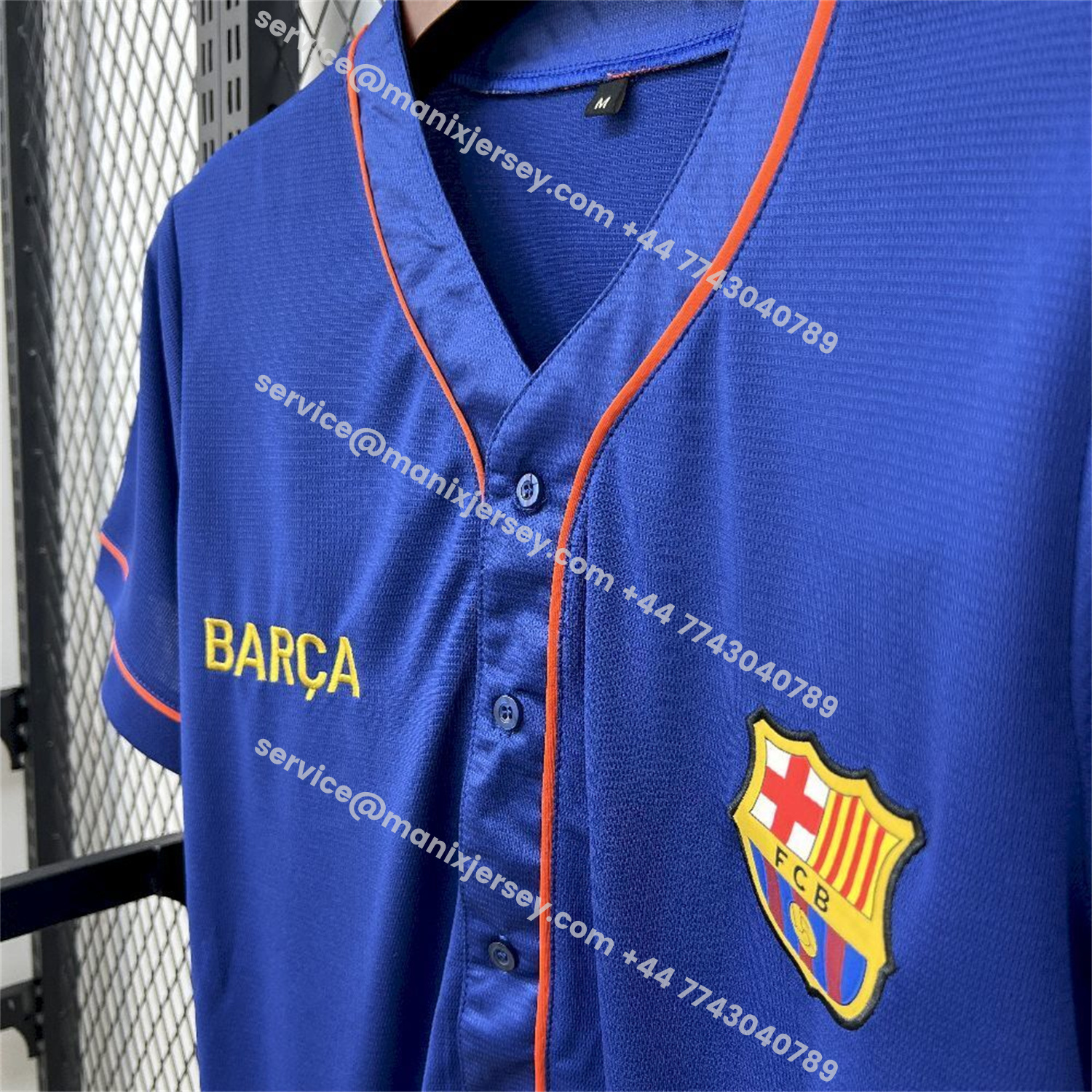 ManixJersey.com | Barcelona 25-26 Blue Baseball Jersey -Customize Name, Number and Patch | Worldwide Shipping