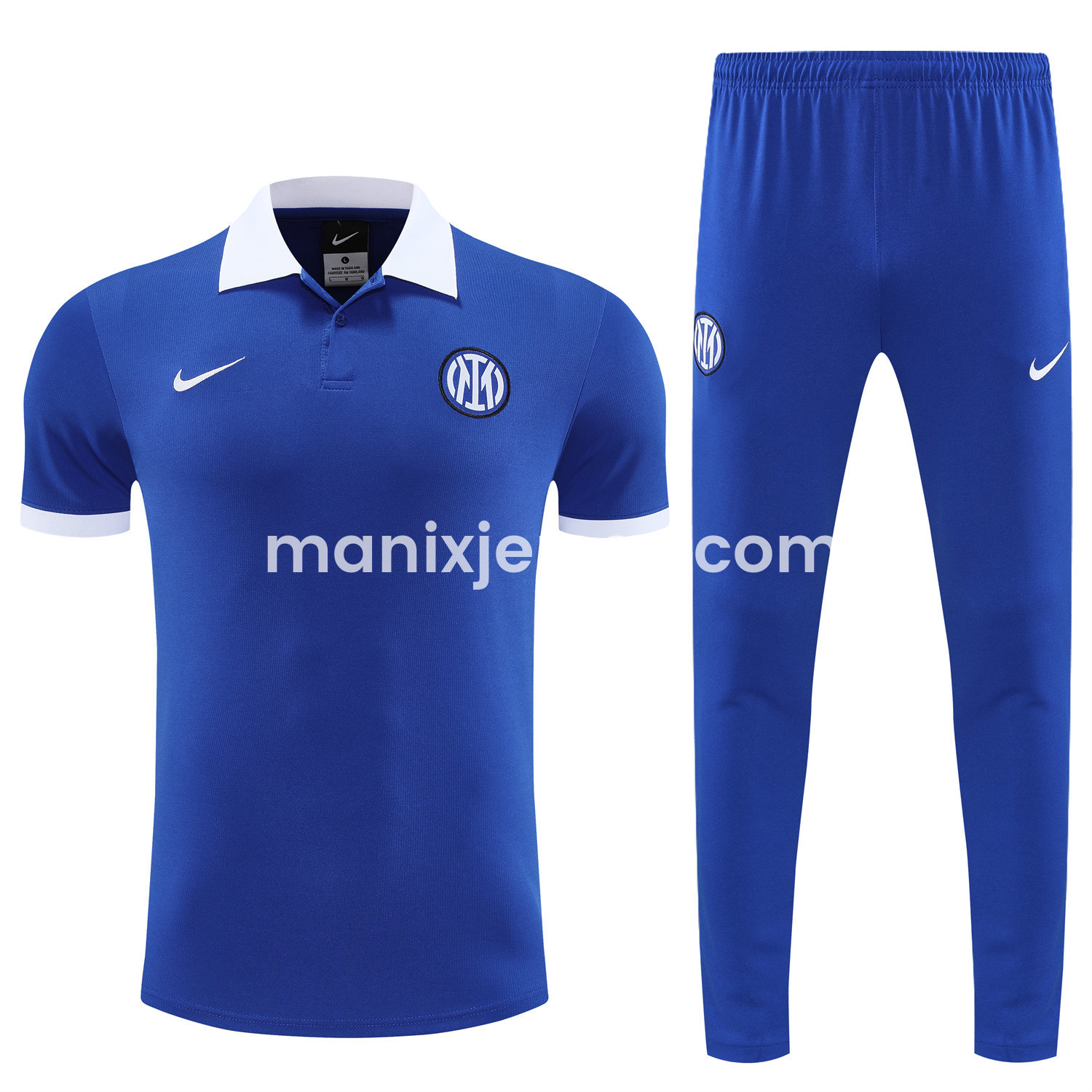 ManixJersey.com | Inter Milan 25-26 POLO Short-Sleeve Training Set - Blue Top and Pants -Customize Name, Number and Patch | Worldwide Shipping