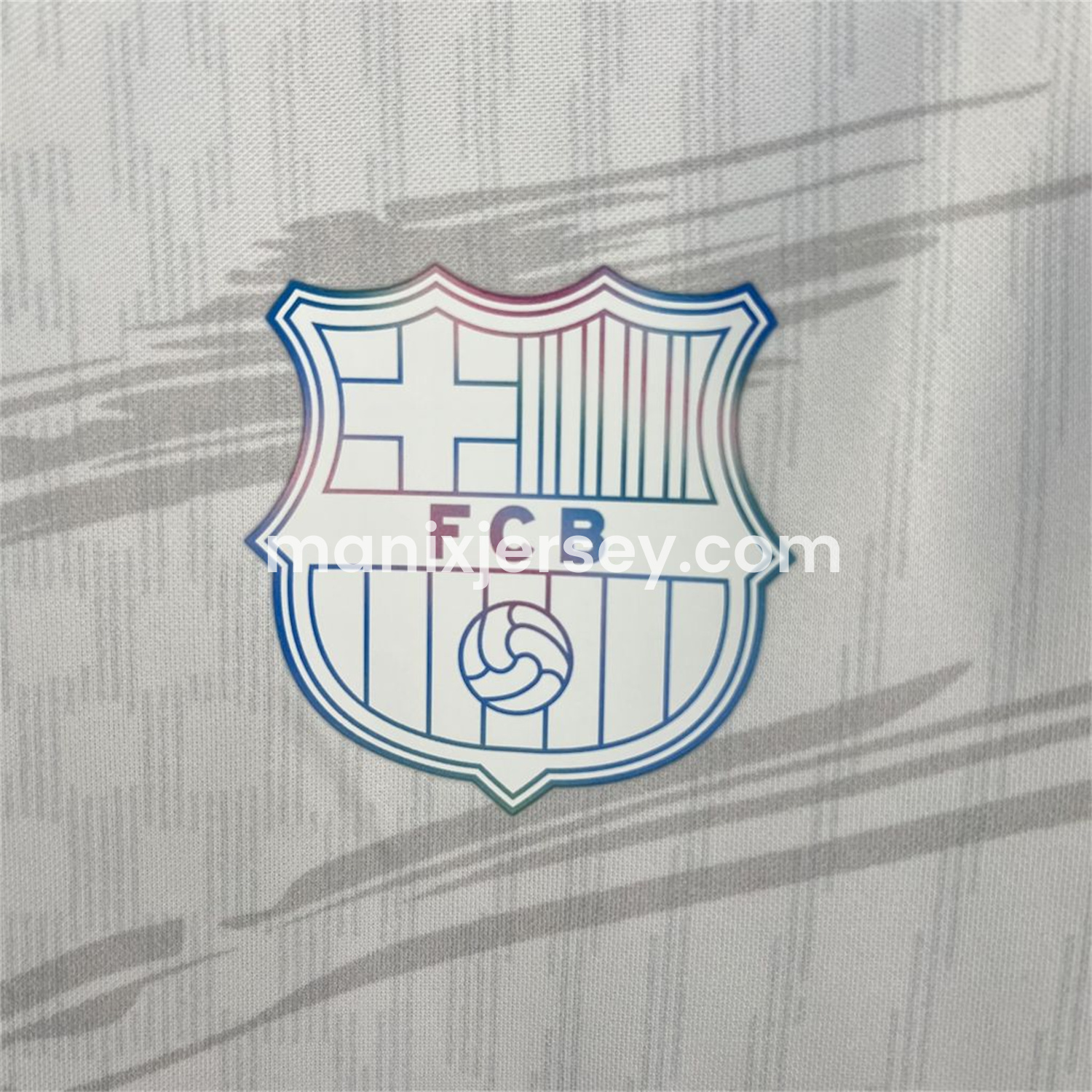 ManixJersey.com | Barcelona 25-26 Colored Cuffs White Jersey - Fans Version -Customize Name, Number and Patch | Worldwide Shipping