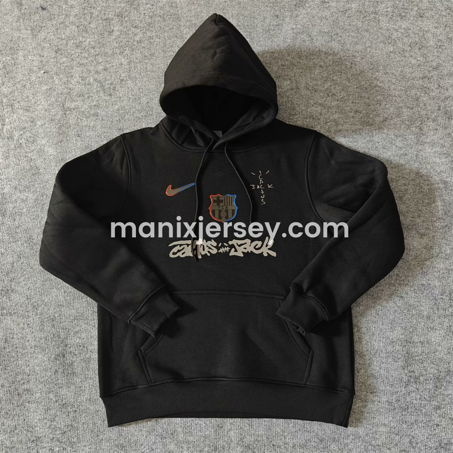 ManixJersey.com | Barcelona x Travis Scott Team Logo Centered Unisex Pullover Hoodie -Customize Name, Number and Patch | Worldwide Shipping