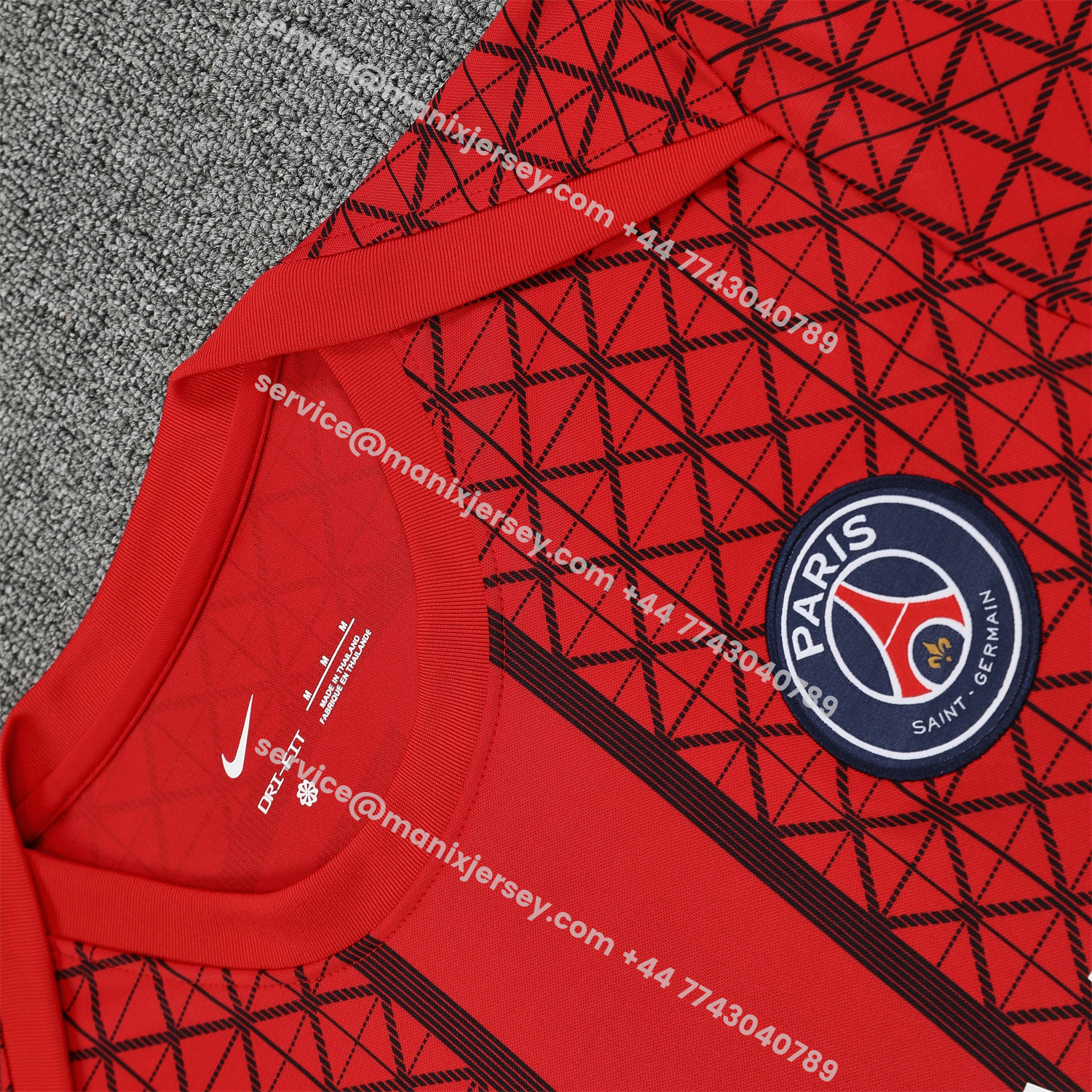 ManixJersey.com | Paris Saint-Germain PSG 25-26 Short-Sleeve Training Set - Red Top & Deep Blue Shorts -Customize Name, Number and Patch | Worldwide Shipping