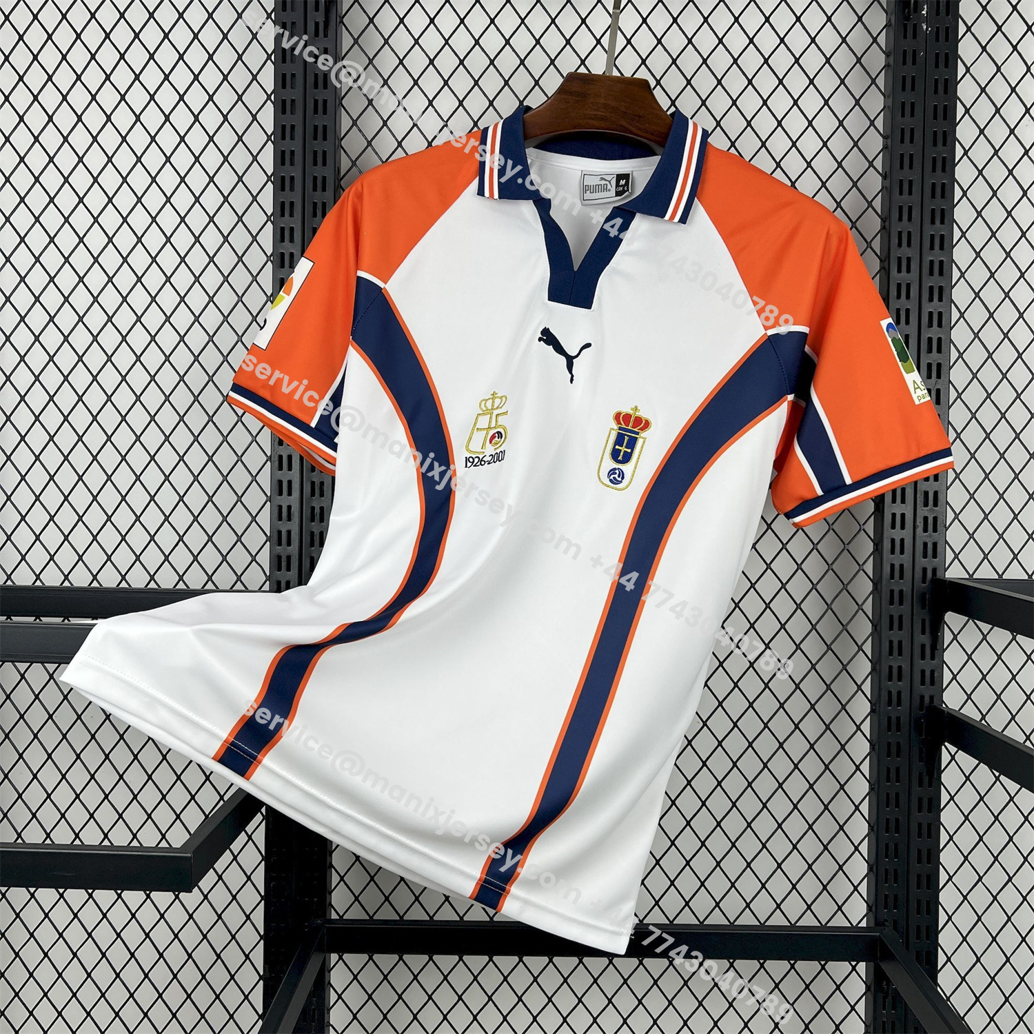 ManixJersey.com | Retro Real Oviedo 2000-01 Away White Jersey -Customize Name, Number and Patch | Worldwide Shipping