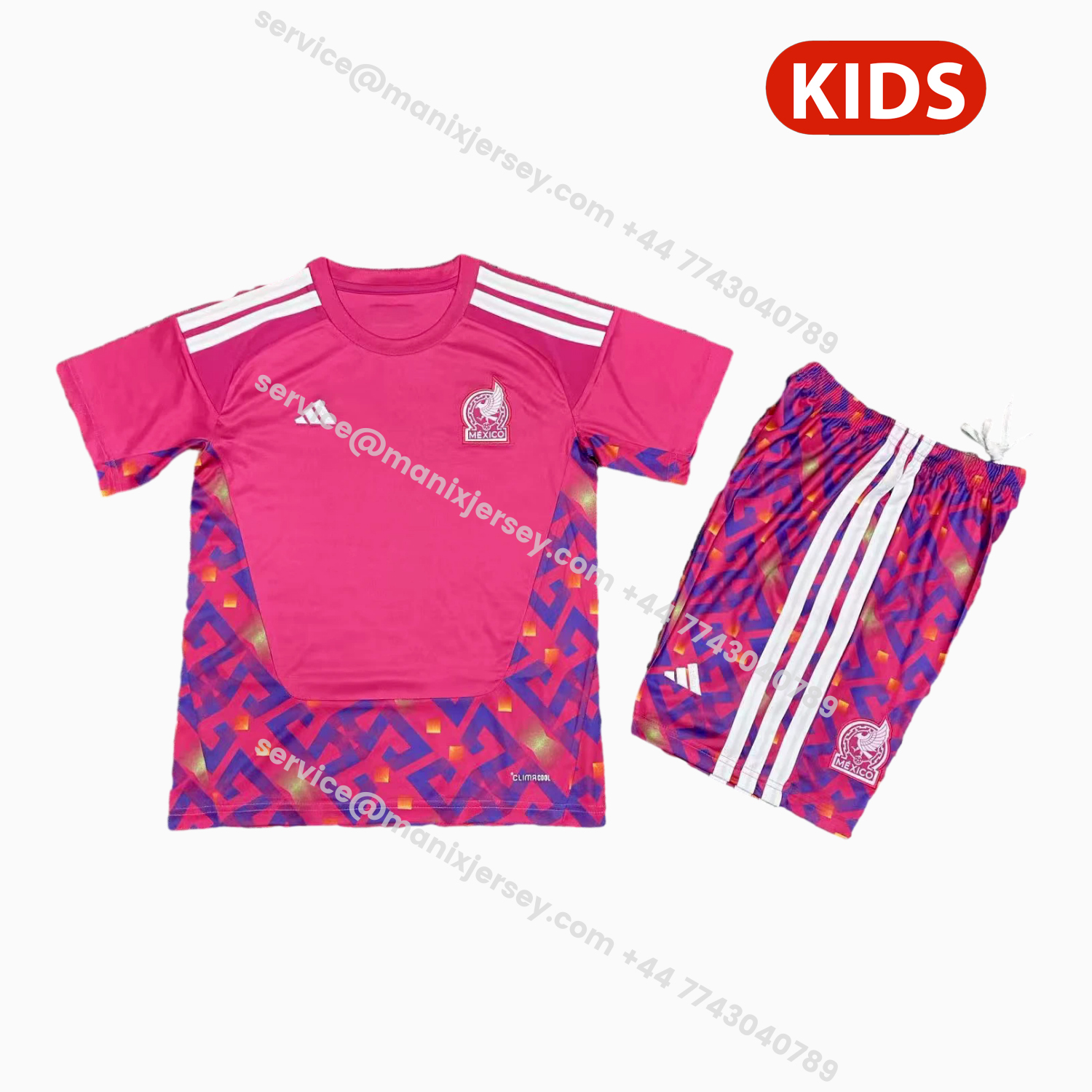 ManixJersey.com | Mexico 2026 Goalkeeper Pink Kids Kit -Customize Name, Number and Patch | Worldwide Shipping