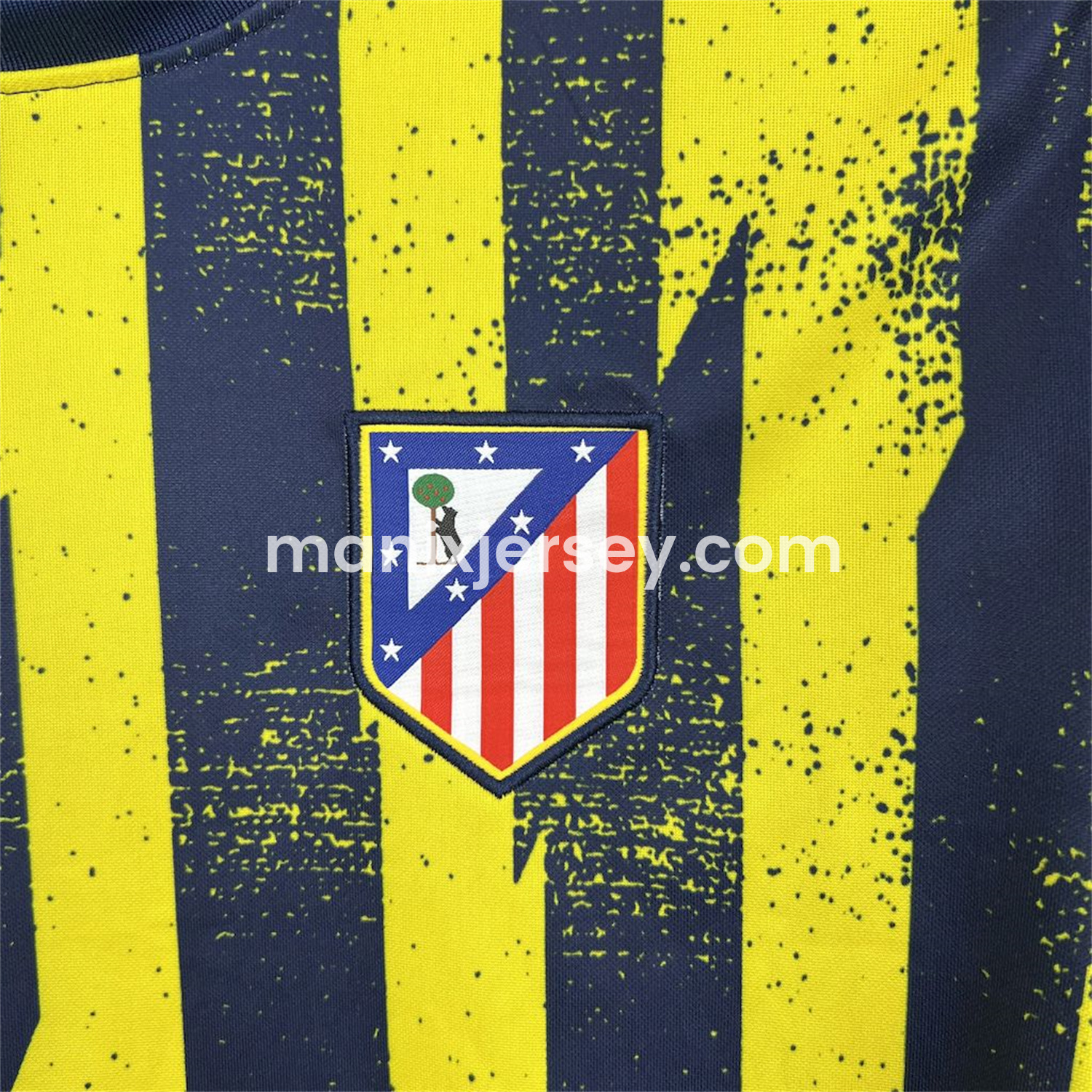 ManixJersey.com | Atletico Madrid 25-26 Yellow Blue Stripes Pre-Match Training Long Sleeves Jersey - Fans Version -Customize Name, Number and Patch | Worldwide Shipping