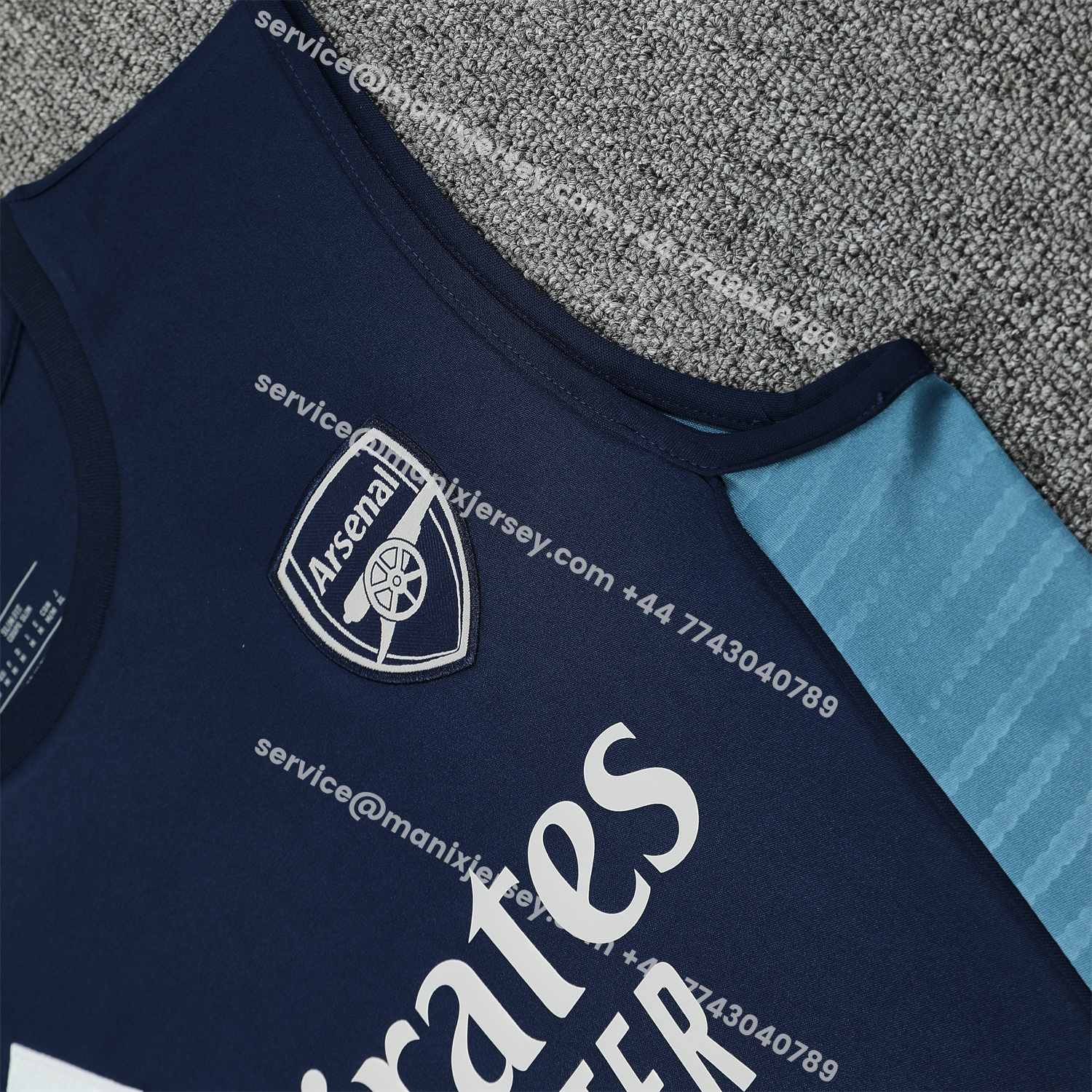 ManixJersey.com | Arsenal 25-26 Vest Training Set - Deep Blue Vest and Shorts -Customize Name, Number and Patch | Worldwide Shipping