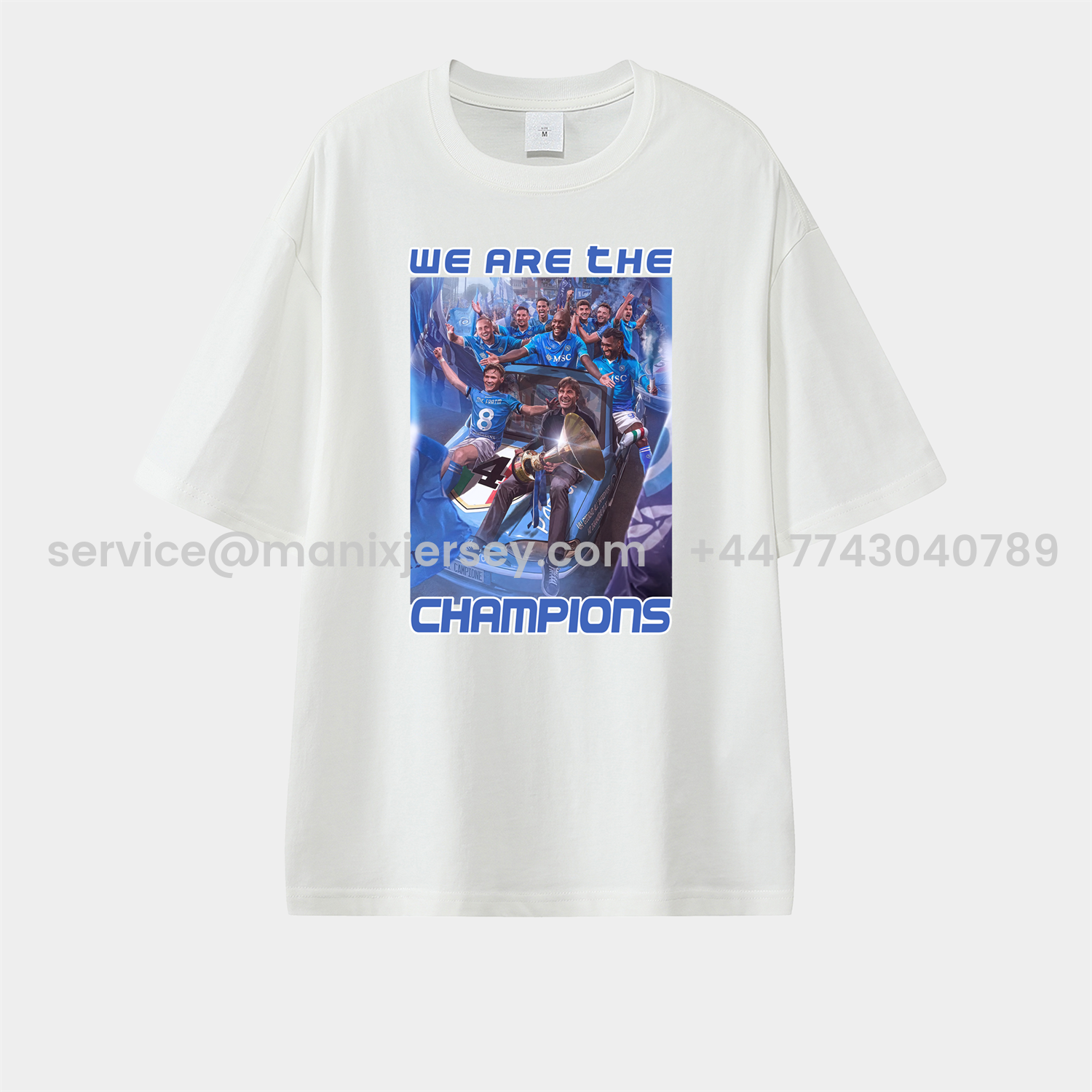 ManixJersey.com | Napoli We Are The Campion 2025 Unisex Pure Cotton T-shirt -Customize Name, Number and Patch | Worldwide Shipping
