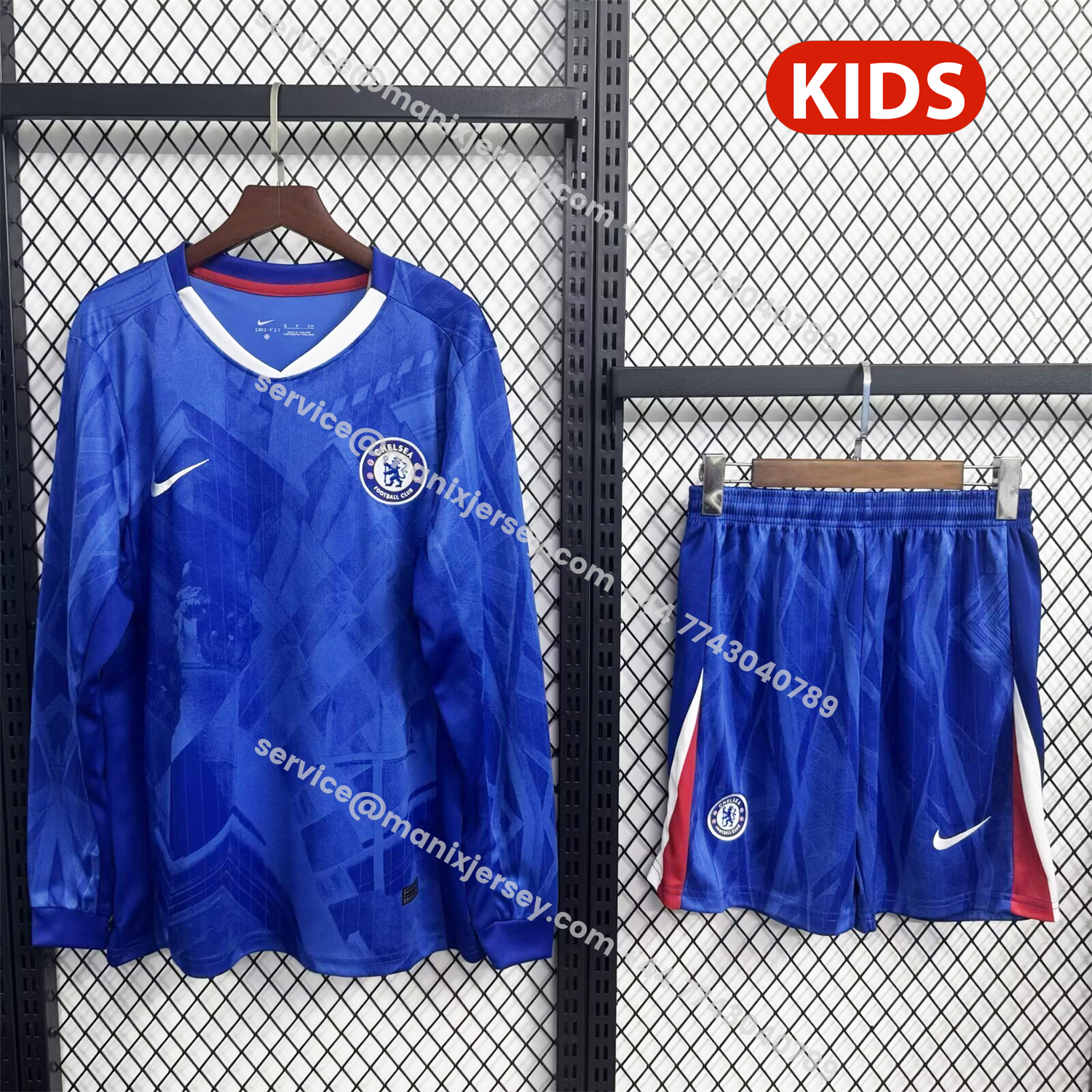 ManixJersey.com | C.H.E.L.S.E.A 25-26 Home Long Sleeves Unsponsored Blue Kids Kit -Customize Name, Number and Patch | Worldwide Shipping