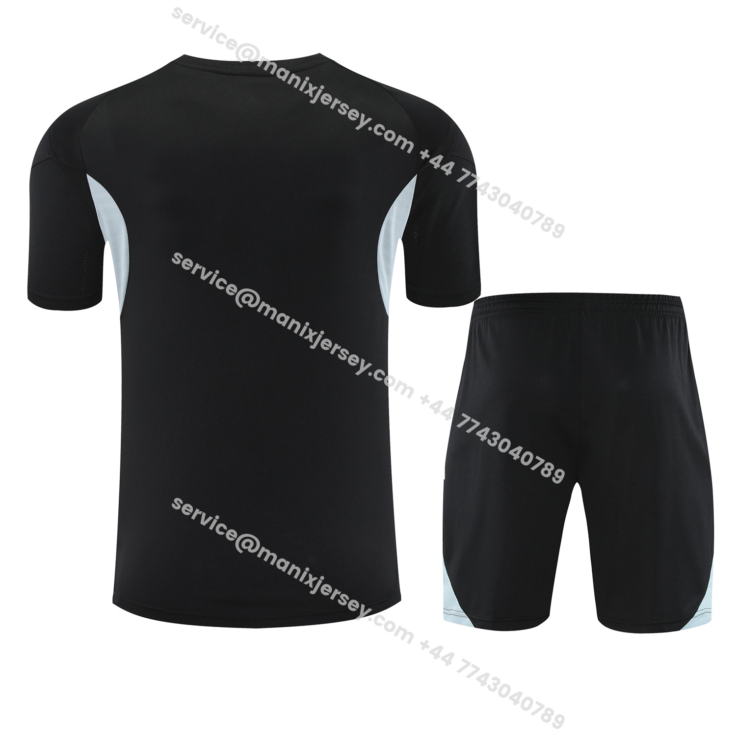 ManixJersey.com | INT M.A.M 25-26 Short-Sleeve Training Set - Light Grey Stripes Black Top & Black Shorts -Customize Name, Number and Patch | Worldwide Shipping