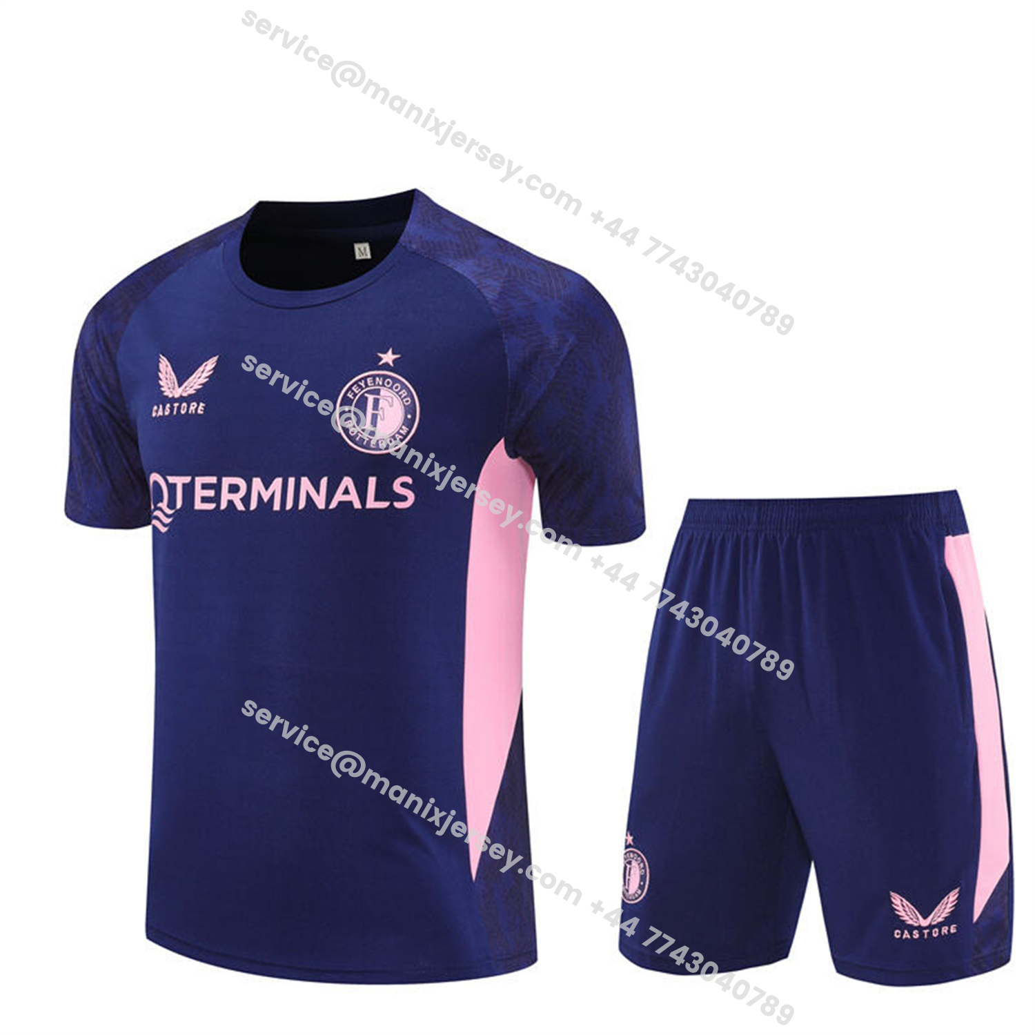 ManixJersey.com | Feyenoord 25-26 Short-Sleeve Training Set - Royal Blue Top & Royal Blue Shorts -Customize Name, Number and Patch | Worldwide Shipping