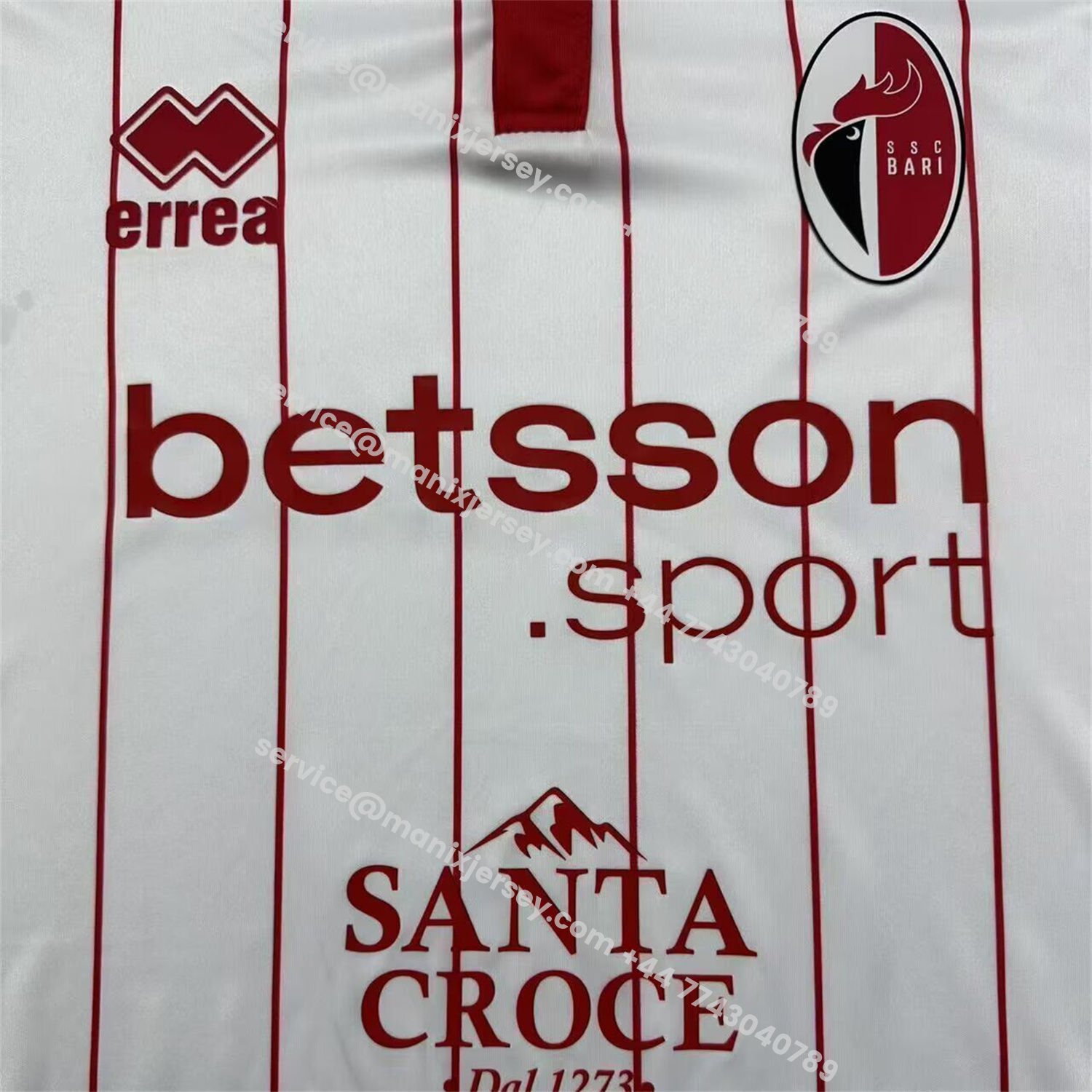 ManixJersey.com | SSC Bari 25-26 Home White Jersey - Fans Version -Customize Name, Number and Patch | Worldwide Shipping
