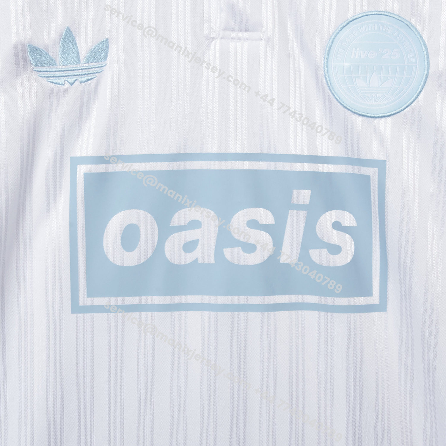 ManixJersey.com | Bohemian 25-26 Oasis Originals Tour White And Sky Blue Jersey With Number 25 - Fans Version -Customize Name, Number and Patch | Worldwide Shipping