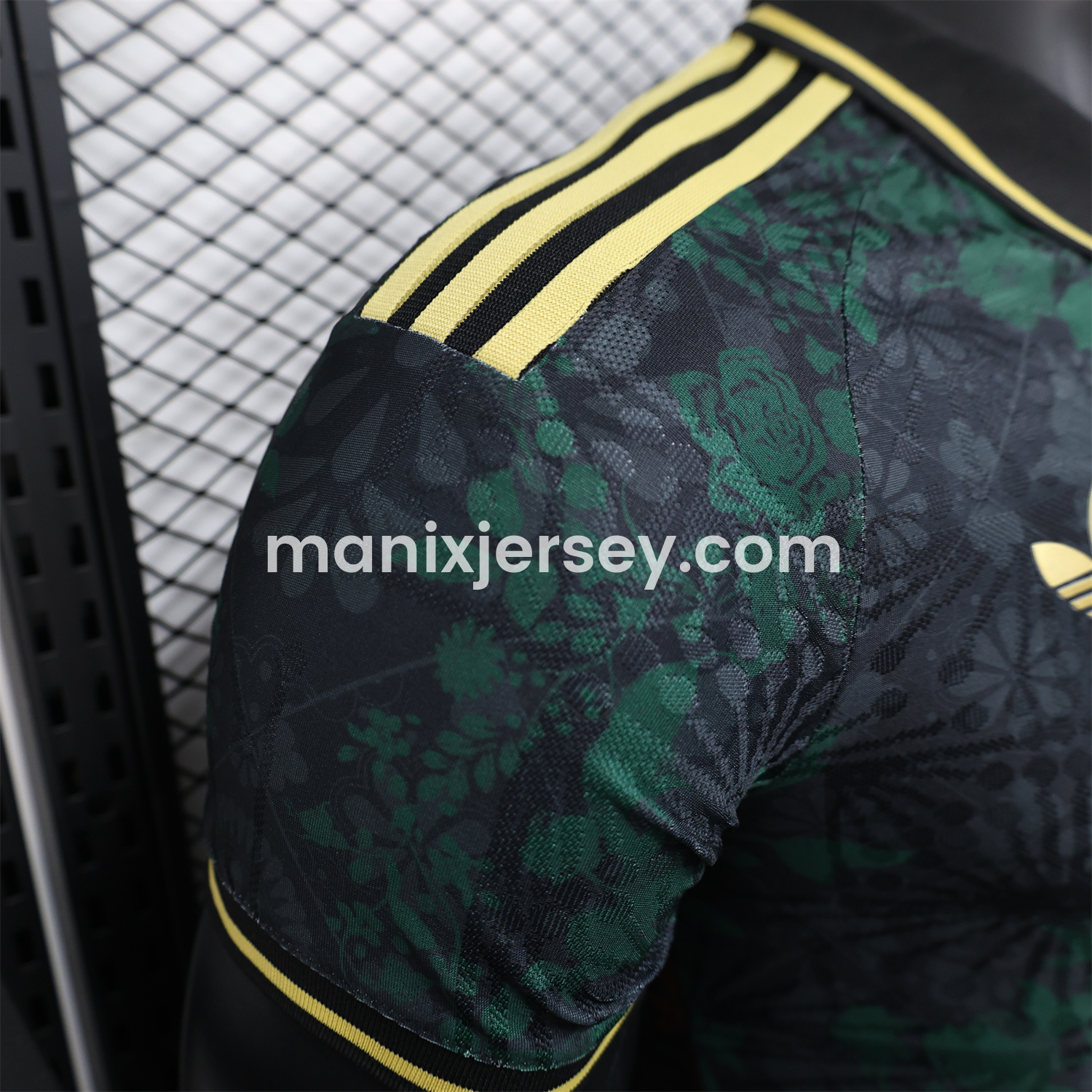 ManixJersey.com | Mexico 25-26 Black Polo Jersey with Red and Green Floral Pattern - Player Version -Customize Name, Number and Patch | Worldwide Shipping