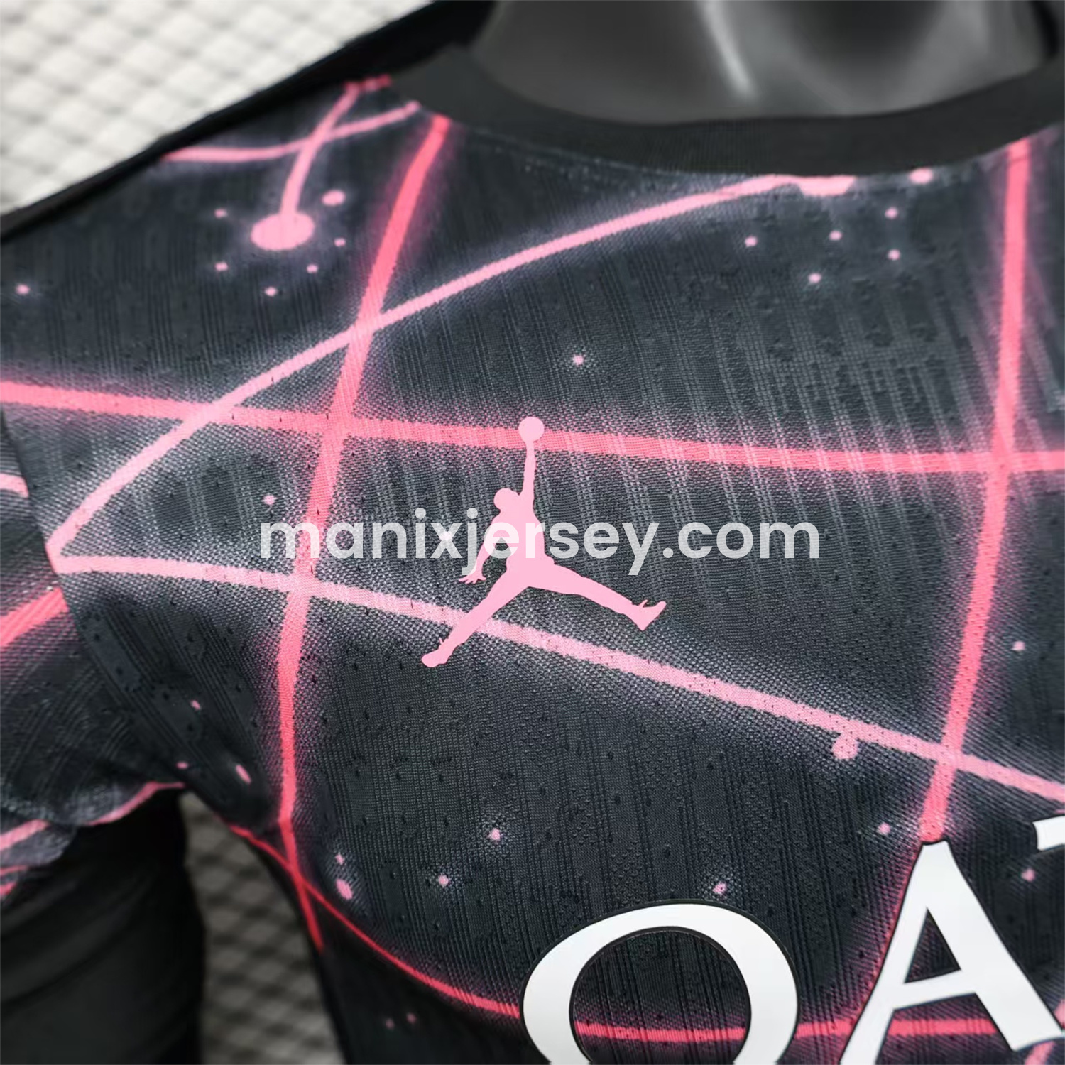 ManixJersey.com | Paris Saint-Germain PSG 25-26 Pink Lines Jordan Black Special Jersey - Player Version -Customize Name, Number and Patch | Worldwide Shipping