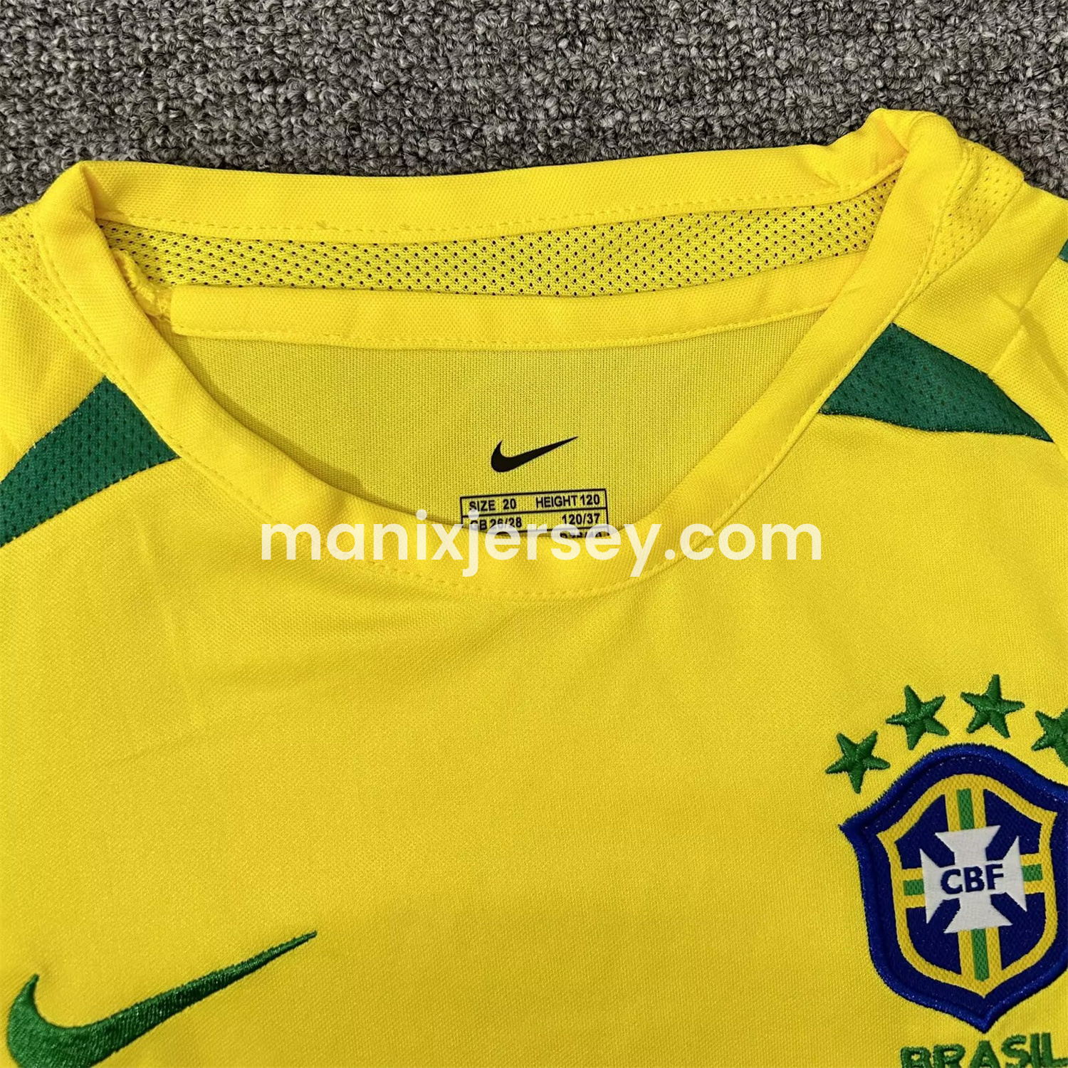 ManixJersey.com | Retro Brazil 2002 Home Long Sleeves Kids Kit -Customize Name, Number and Patch | Worldwide Shipping