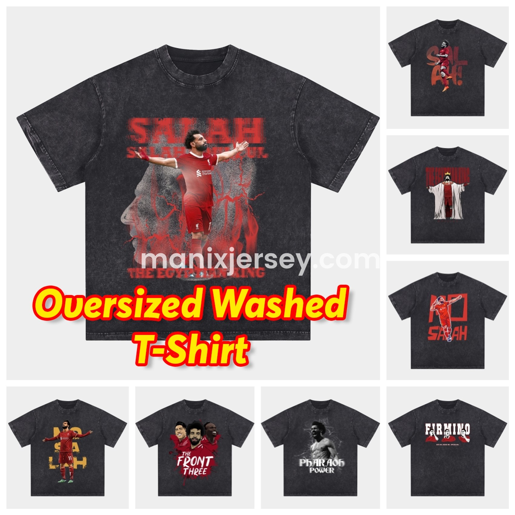 ManixJersey.com | Salah Liverpool Klopp Arnold Oversized Washed T-Shirt -Customize Name, Number and Patch | Worldwide Shipping