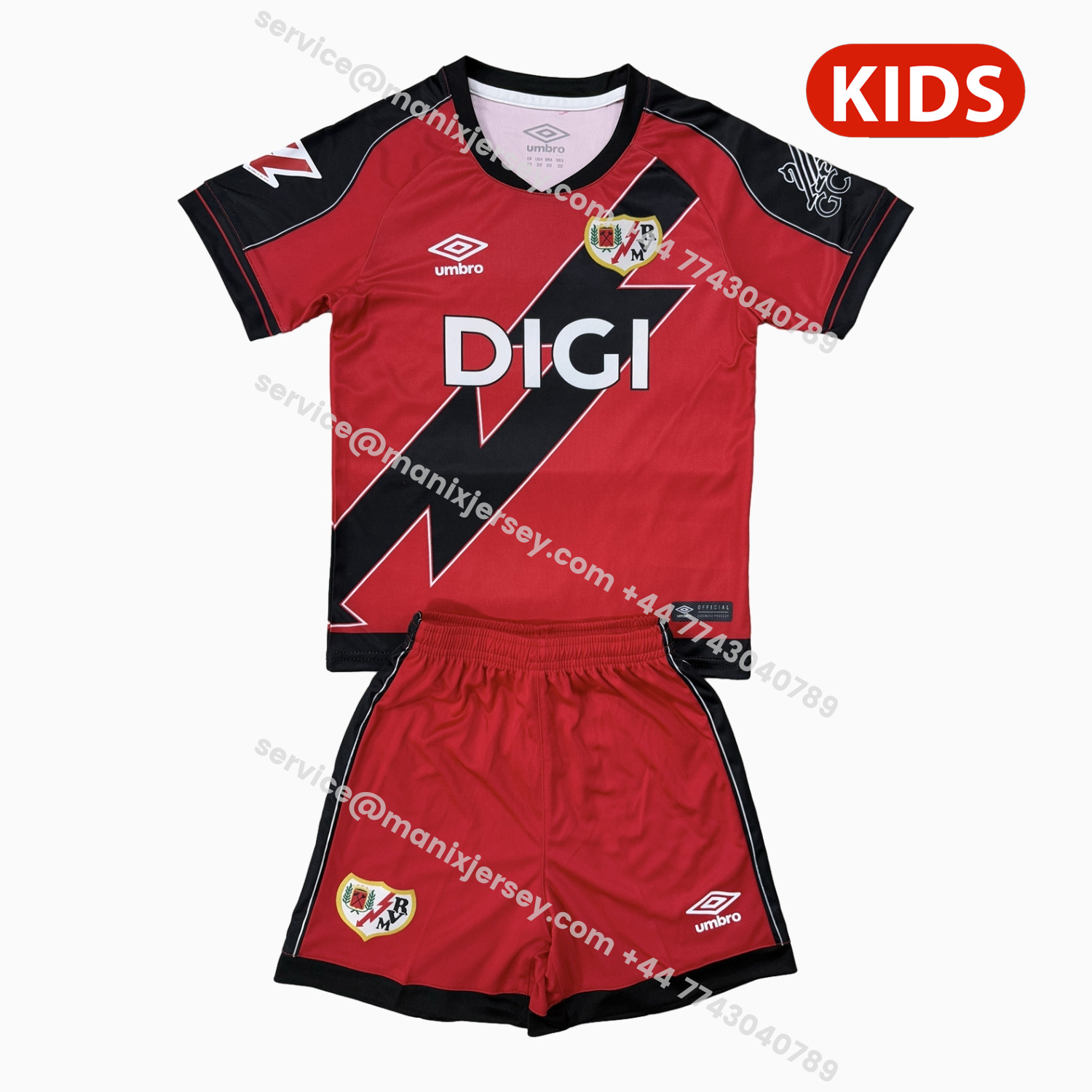 ManixJersey.com | Rayo Vallecano 25-26 Away Kids Kit -Customize Name, Number and Patch | Worldwide Shipping