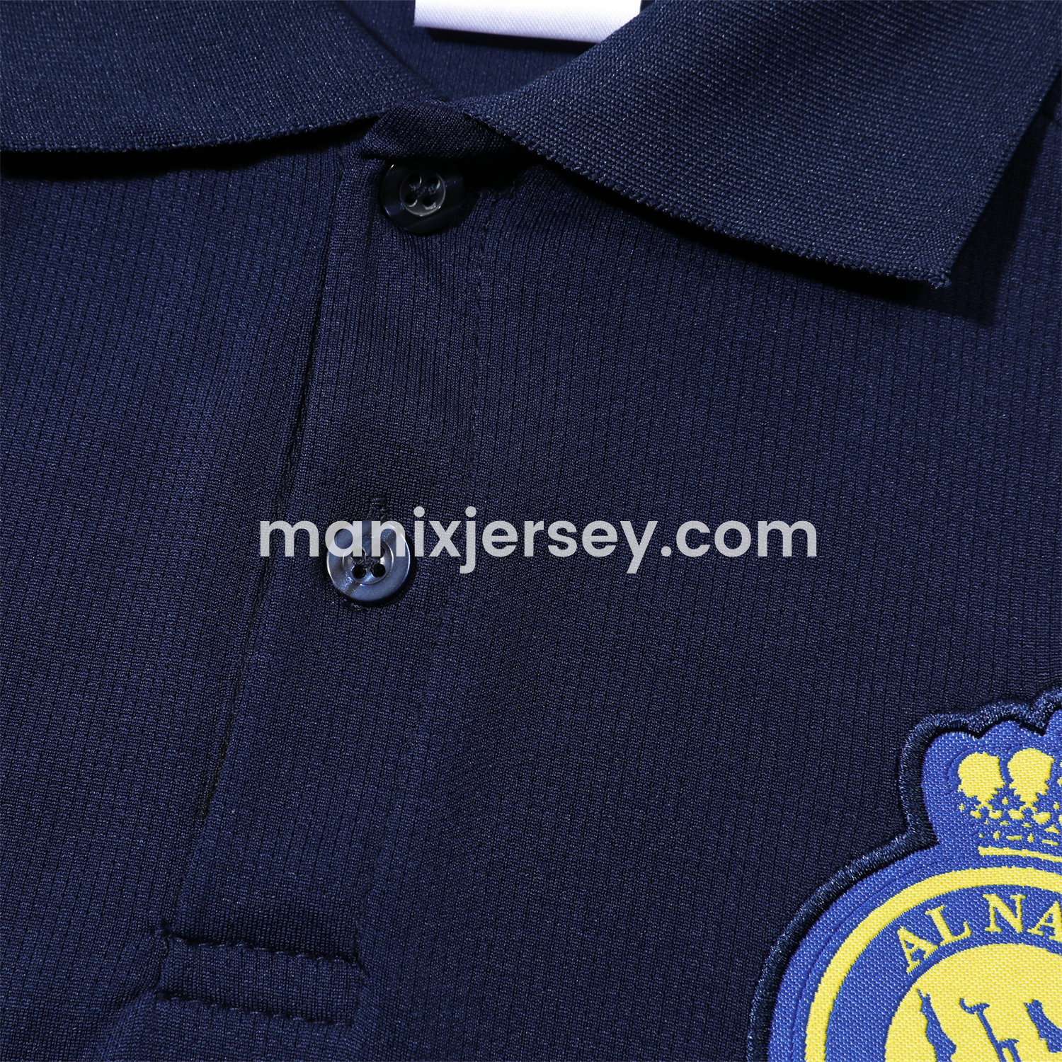 ManixJersey.com | Al Nassr Riyadh Victory 25-26 POLO Short-Sleeve Training Set - Deep Blue Top and Pants -Customize Name, Number and Patch | Worldwide Shipping