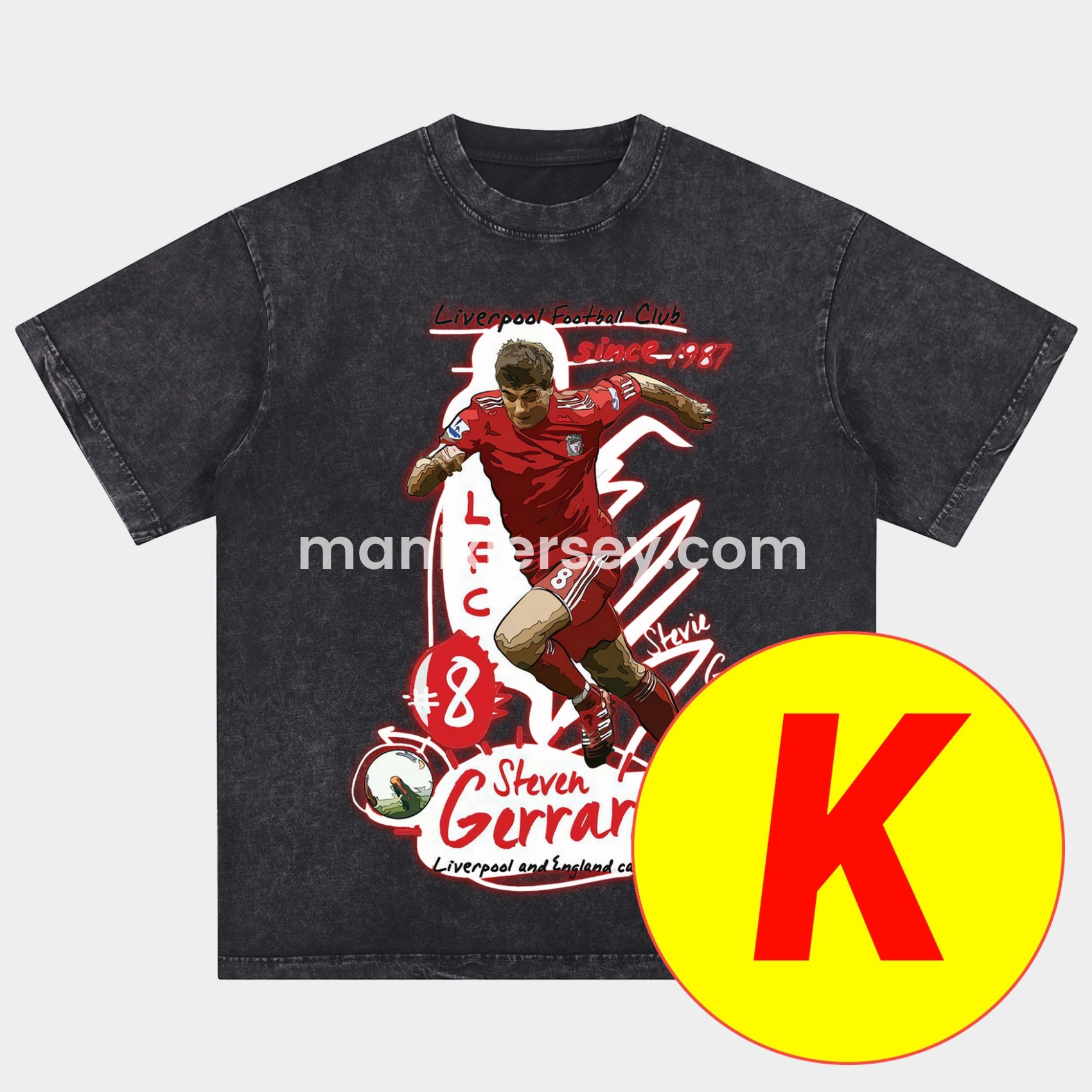 ManixJersey.com | Salah Liverpool Klopp Arnold Oversized Washed T-Shirt -Customize Name, Number and Patch | Worldwide Shipping