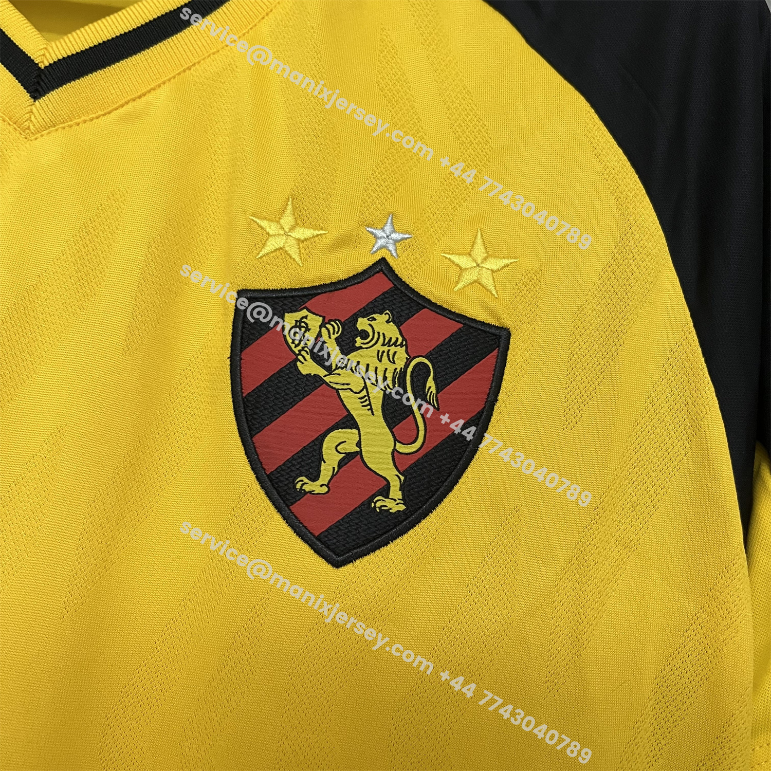 ManixJersey.com | Sport Recife 25-26 Away Yellow Jersey - Fans Version -Customize Name, Number and Patch | Worldwide Shipping