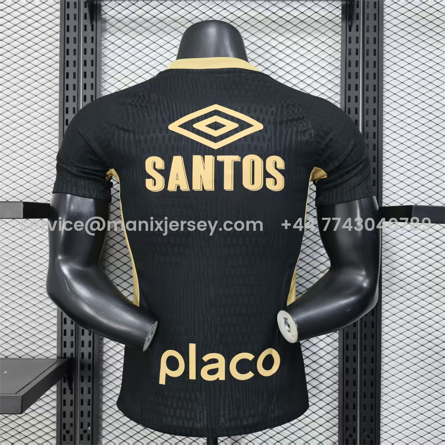 ManixJersey.com | Santos 2025-26 Goalkeeper Black Jersey With Sponsors - Player Version -Customize Name, Number and Patch | Worldwide Shipping