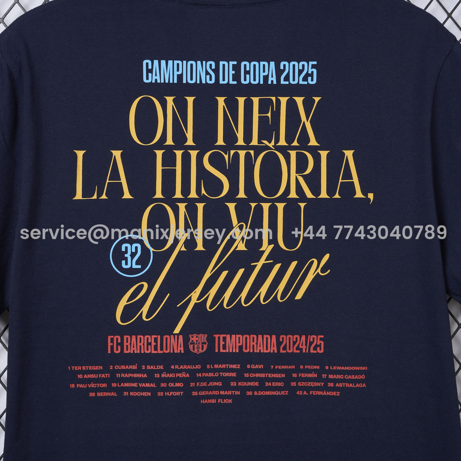 ManixJersey.com | Barcelona 2025 Winners Copa Del Rey Deep Blue Commemorative T-shirt -Customize Name, Number and Patch | Worldwide Shipping