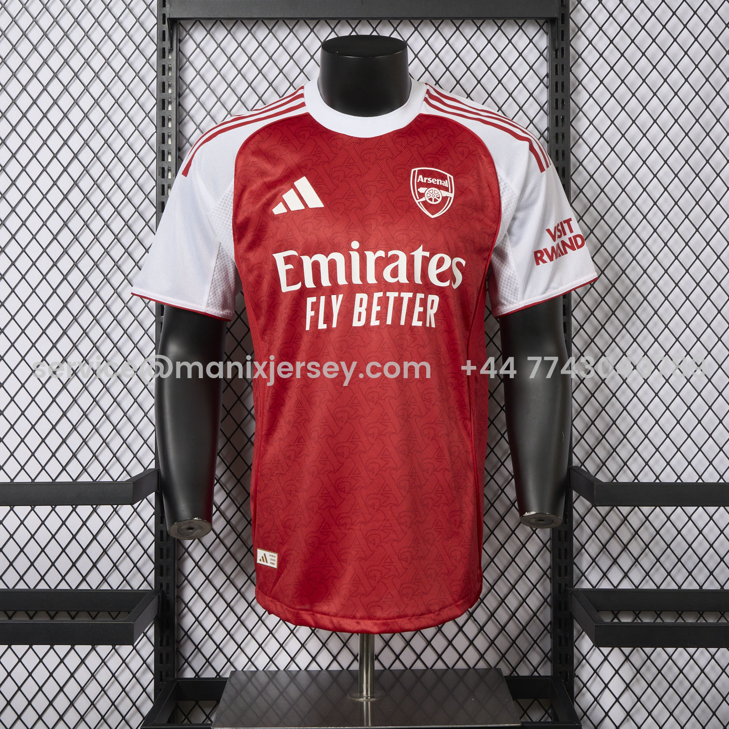 ManixJersey.com | Arsenal 25-26 Home Jersey (Letter A Pattern) - Player Version -Customize Name, Number and Patch | Worldwide Shipping