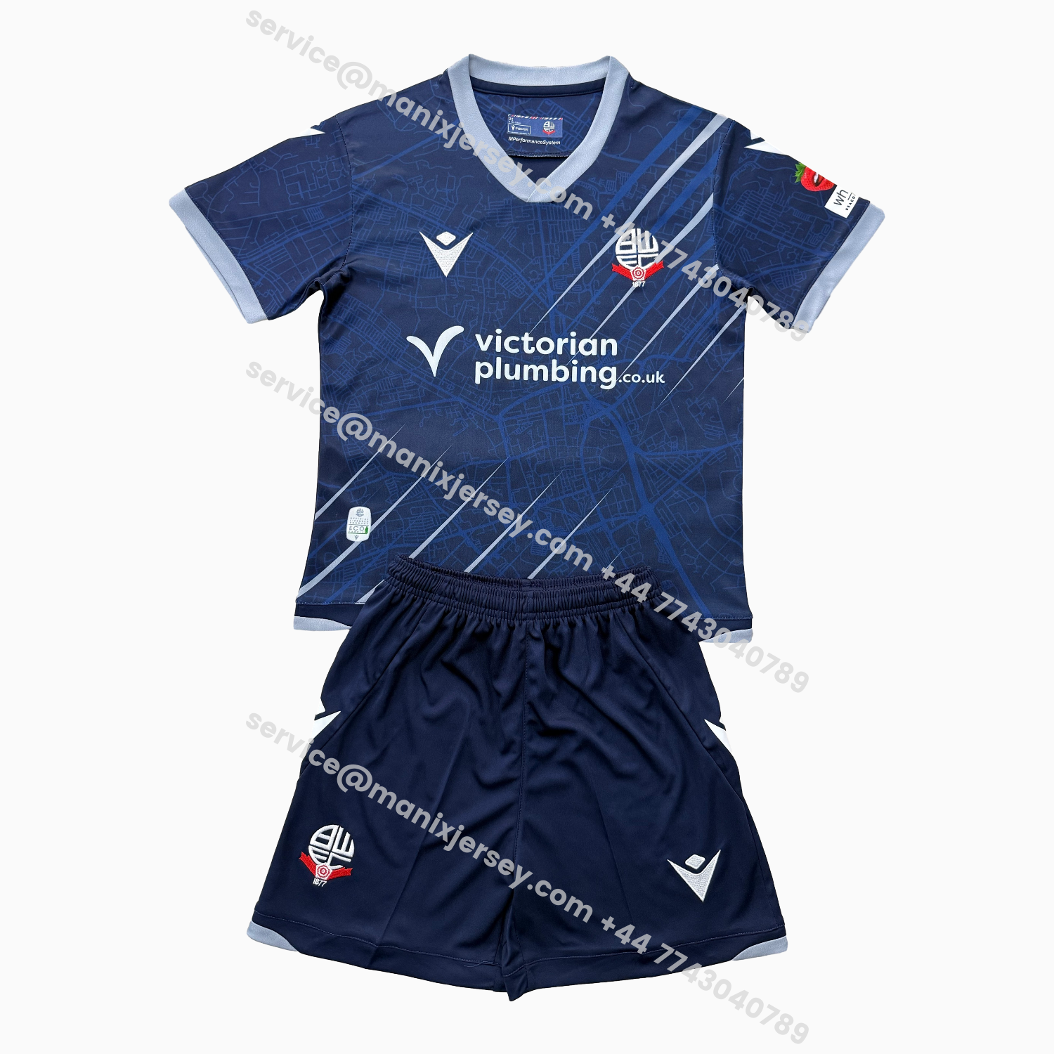 ManixJersey.com | Bolton Wanderers 25-26 Away Kids Kit -Customize Name, Number and Patch | Worldwide Shipping