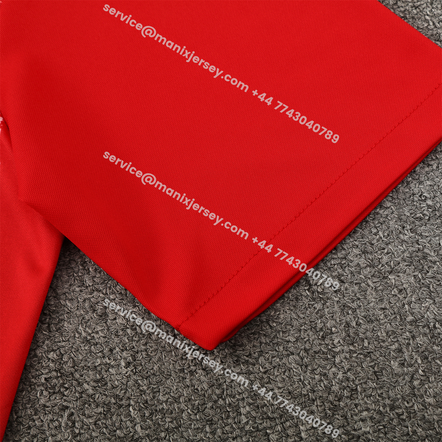 ManixJersey.com | Atletico Madrid Short-Sleeve Training Set - Red White Top & Blue Shorts -Customize Name, Number and Patch | Worldwide Shipping