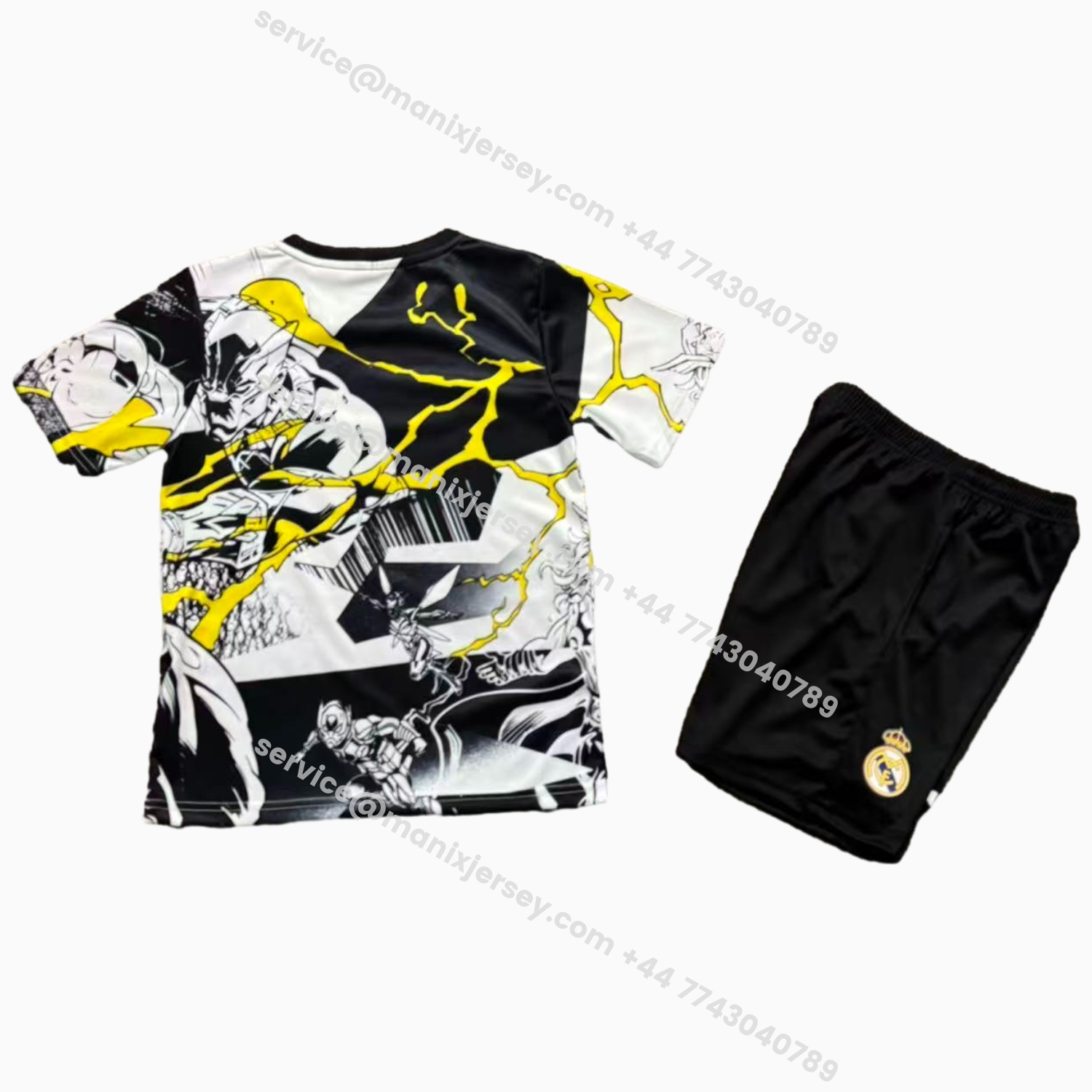 ManixJersey.com | Real Madrid 25-26 Thunder Comics Pre-Match Special Kids Kit -Customize Name, Number and Patch | Worldwide Shipping