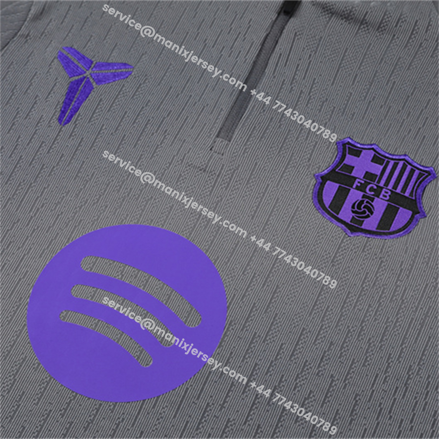 ManixJersey.com | Barcelona 25-26 Kids Long Sleeve Training Set - Grey Top & Black Pants -Customize Name, Number and Patch | Worldwide Shipping