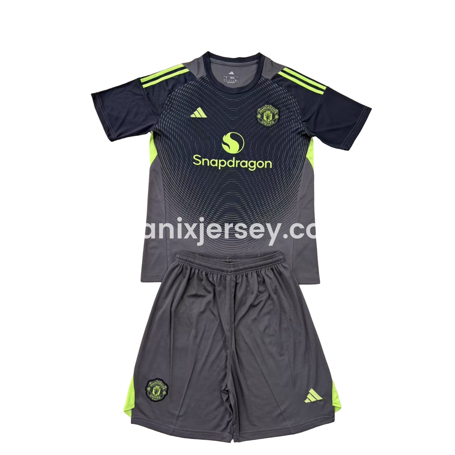 ManixJersey.com | Manchester United 25-26 Grey Black Goalkeeper Men's Adult Jersey Set - Fans Version -Customize Name, Number and Patch | Worldwide Shipping