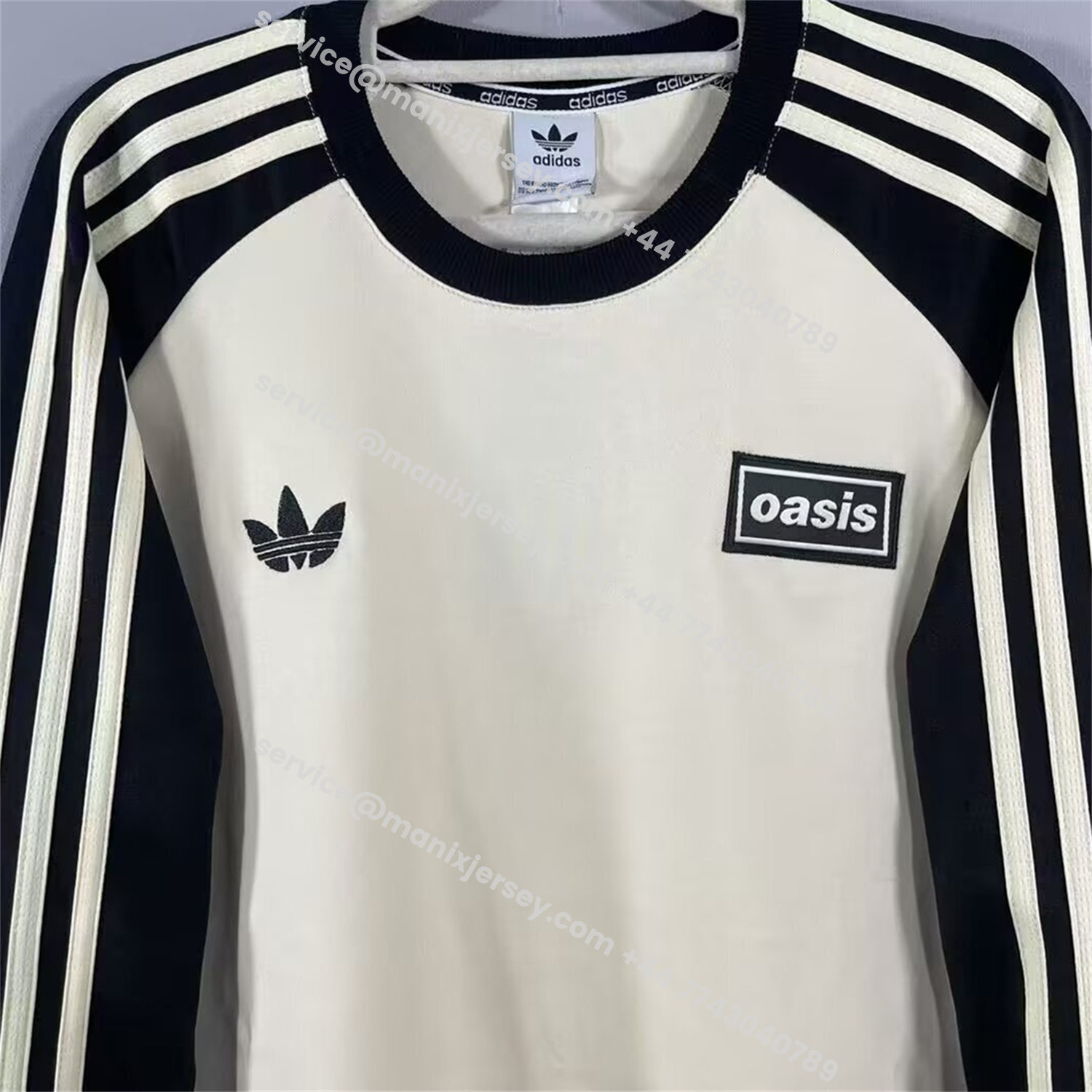 ManixJersey.com | Adidas 25-26 Oasis Originals Tour Cream Long Sleeves Jersey - Fans Version -Customize Name, Number and Patch | Worldwide Shipping