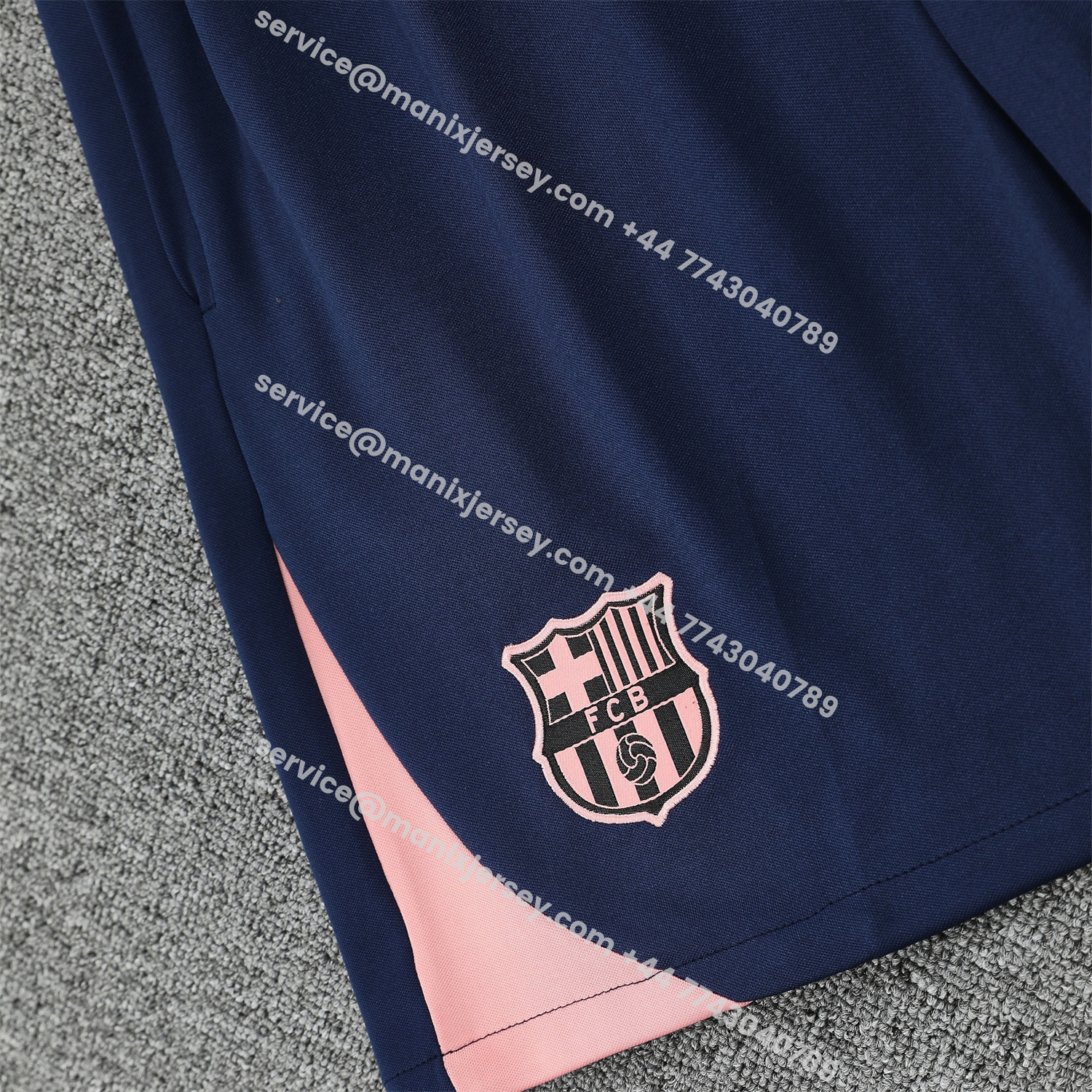 ManixJersey.com | Barcelona 25-26 Short-Sleeve Training Set - Cream Top & Deep Blue Shorts -Customize Name, Number and Patch | Worldwide Shipping