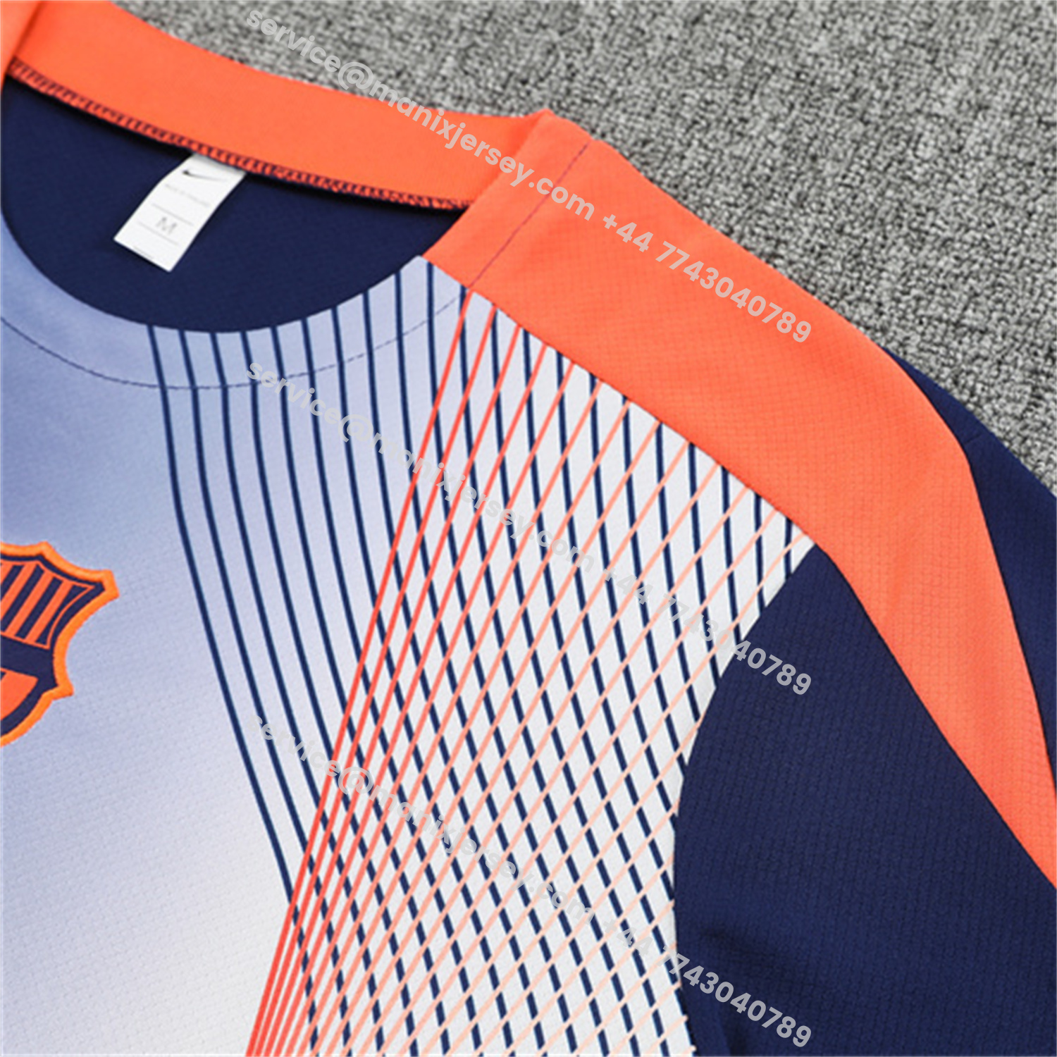 ManixJersey.com | Barcelona 25-26 Kids Short-Sleeve Training Set - Red Blue Line Top & Blue Shorts -Customize Name, Number and Patch | Worldwide Shipping