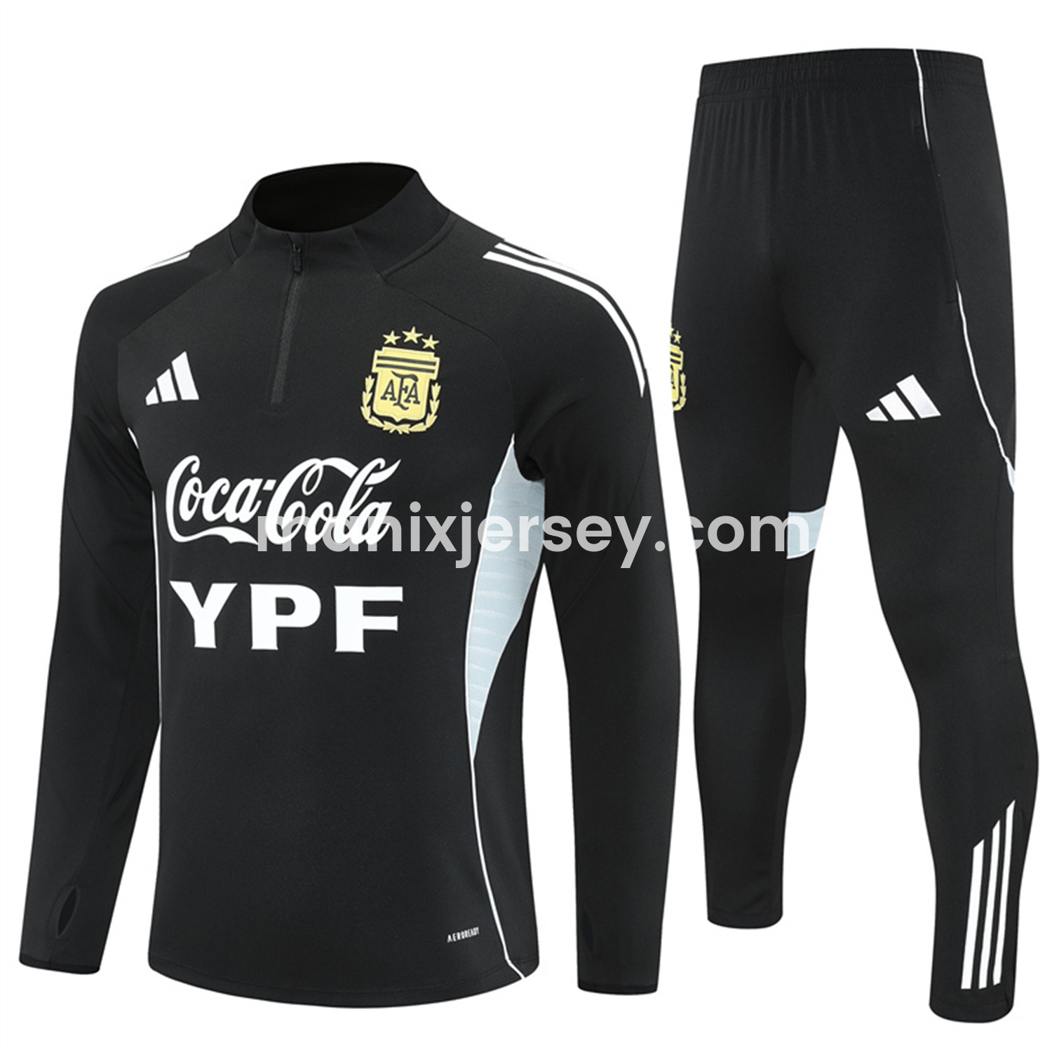 ManixJersey.com | Argentina 25-26 Long Sleeves Training Set - Black Top & Black Pants -Customize Name, Number and Patch | Worldwide Shipping