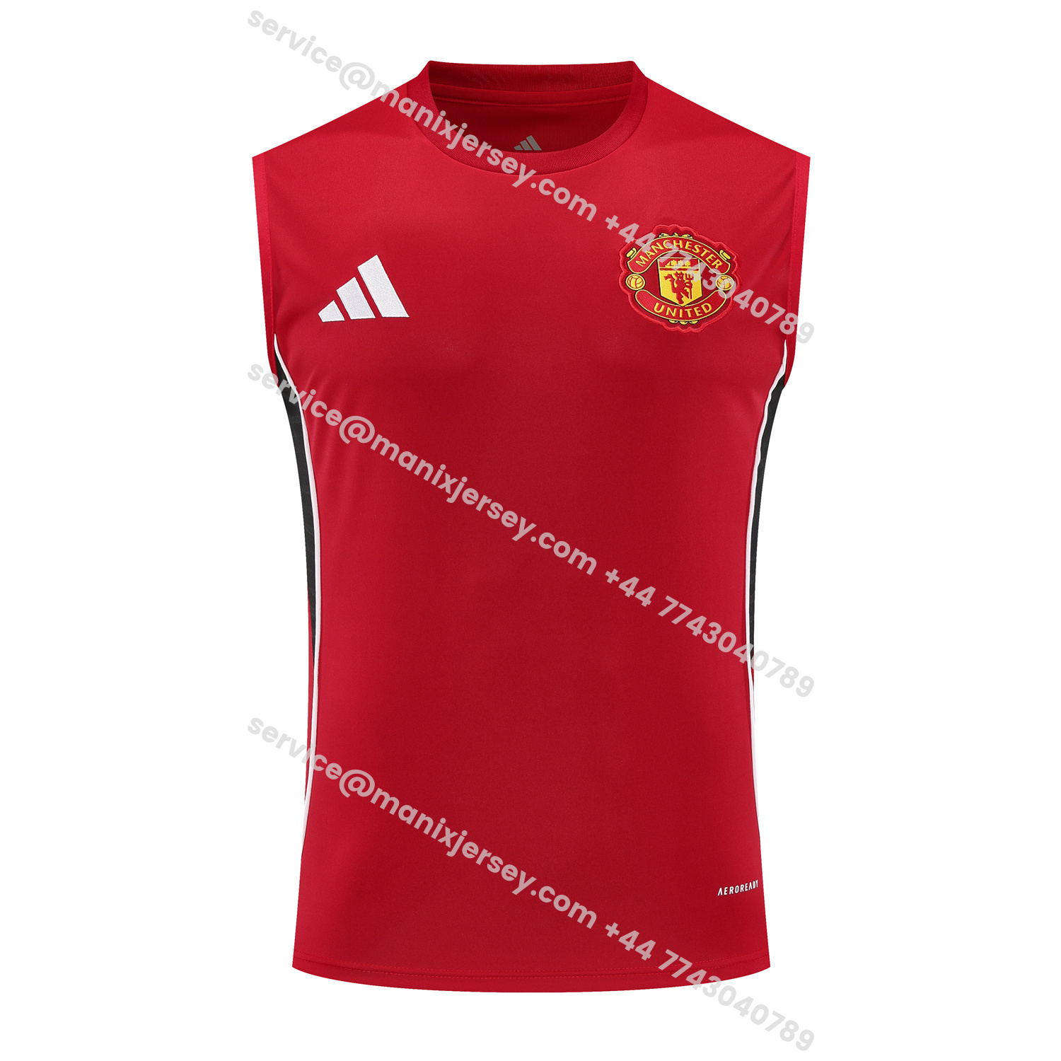 ManixJersey.com | Manchester United 25-26 Vest Training Set - Pure Red Vest & Black Shorts -Customize Name, Number and Patch | Worldwide Shipping