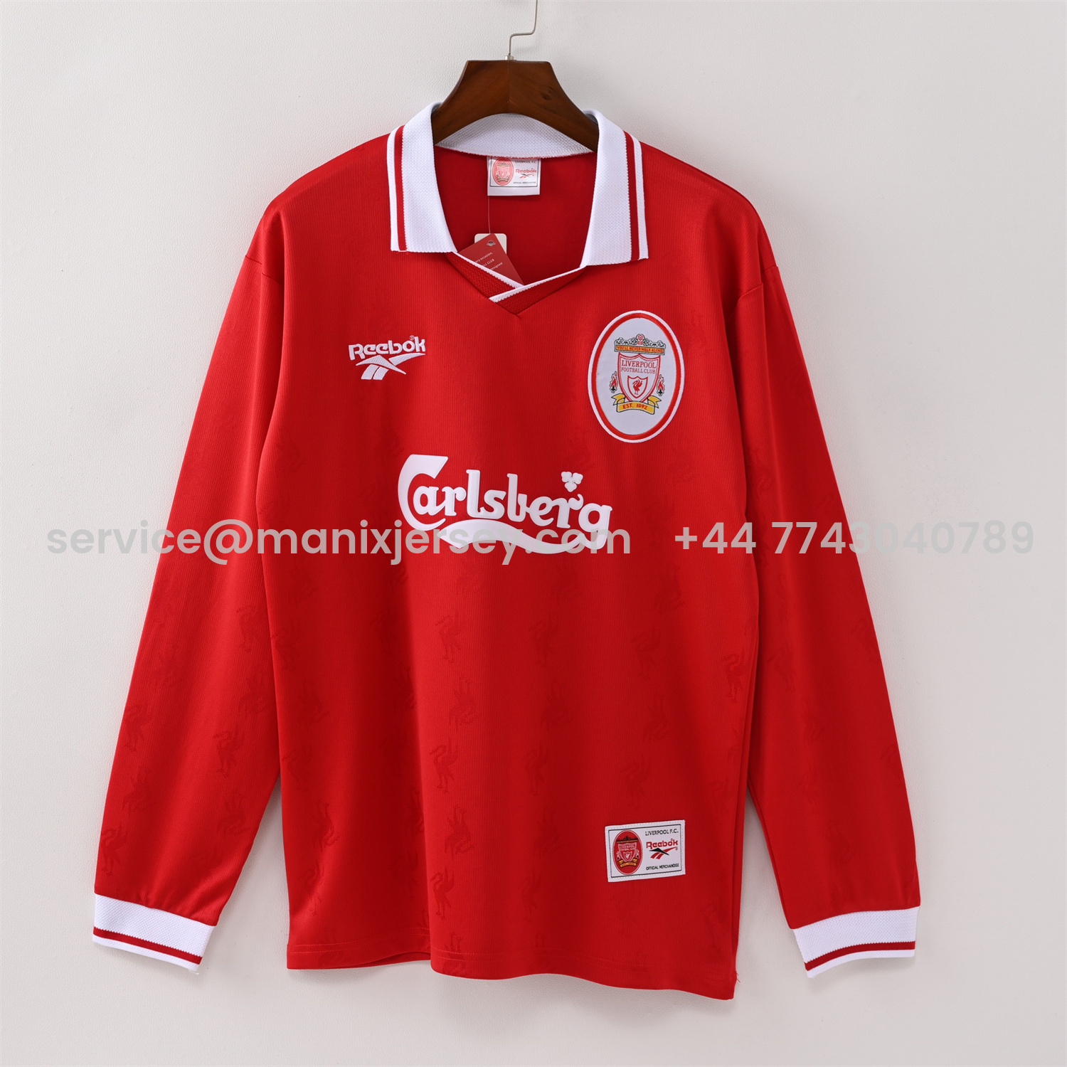ManixJersey.com | Retro Liver.pool 1996-97 Home Long Sleeves Jersey -Customize Name, Number and Patch | Worldwide Shipping