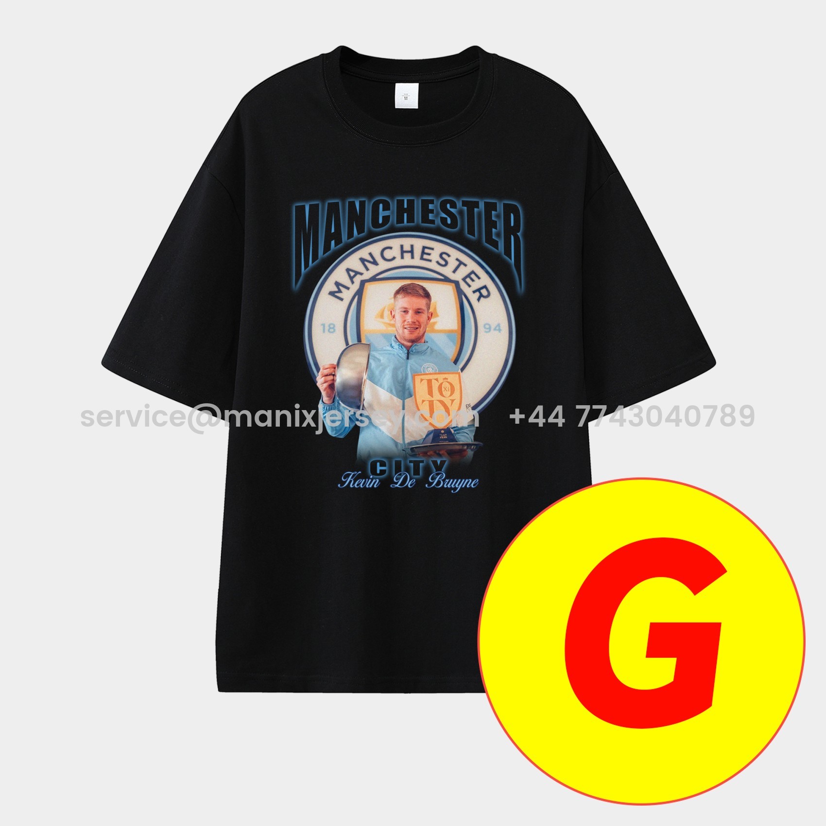ManixJersey.com | Manchester City Kevin De Bruyne Career Memory Fragments Unisex Pure Cotton T-shirt -Customize Name, Number and Patch | Worldwide Shipping