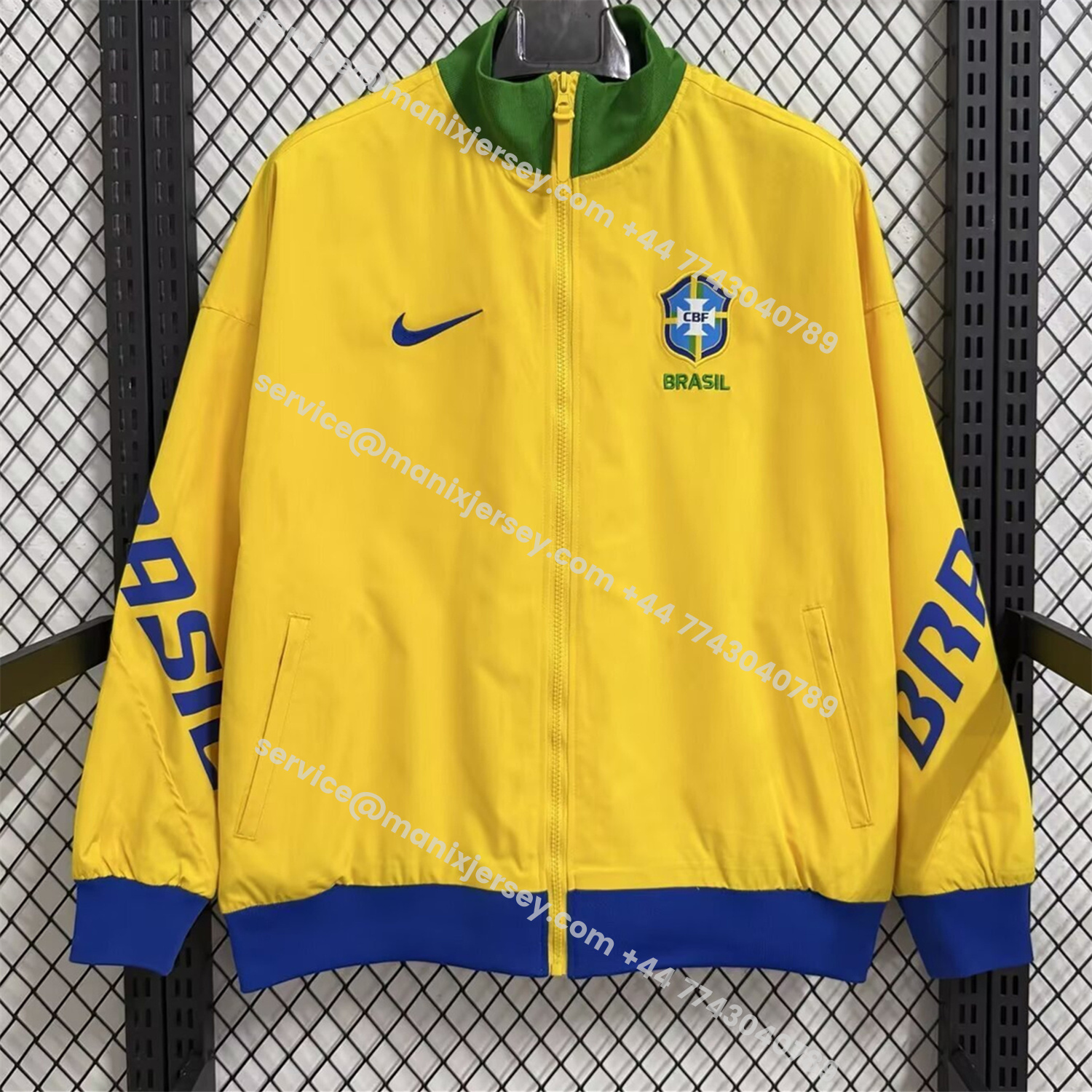 ManixJersey.com | Brazil 2026 Windbreaker Jacket - Yellow -Customize Name, Number and Patch | Worldwide Shipping